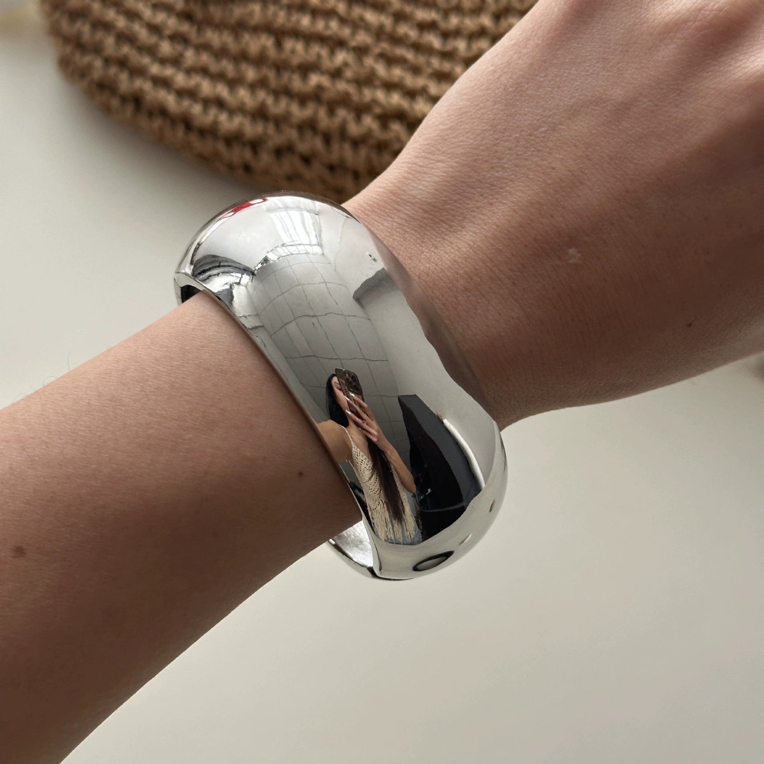 Just Lil Things Bold Dome Silver Cuff Bracelet JLTB0979