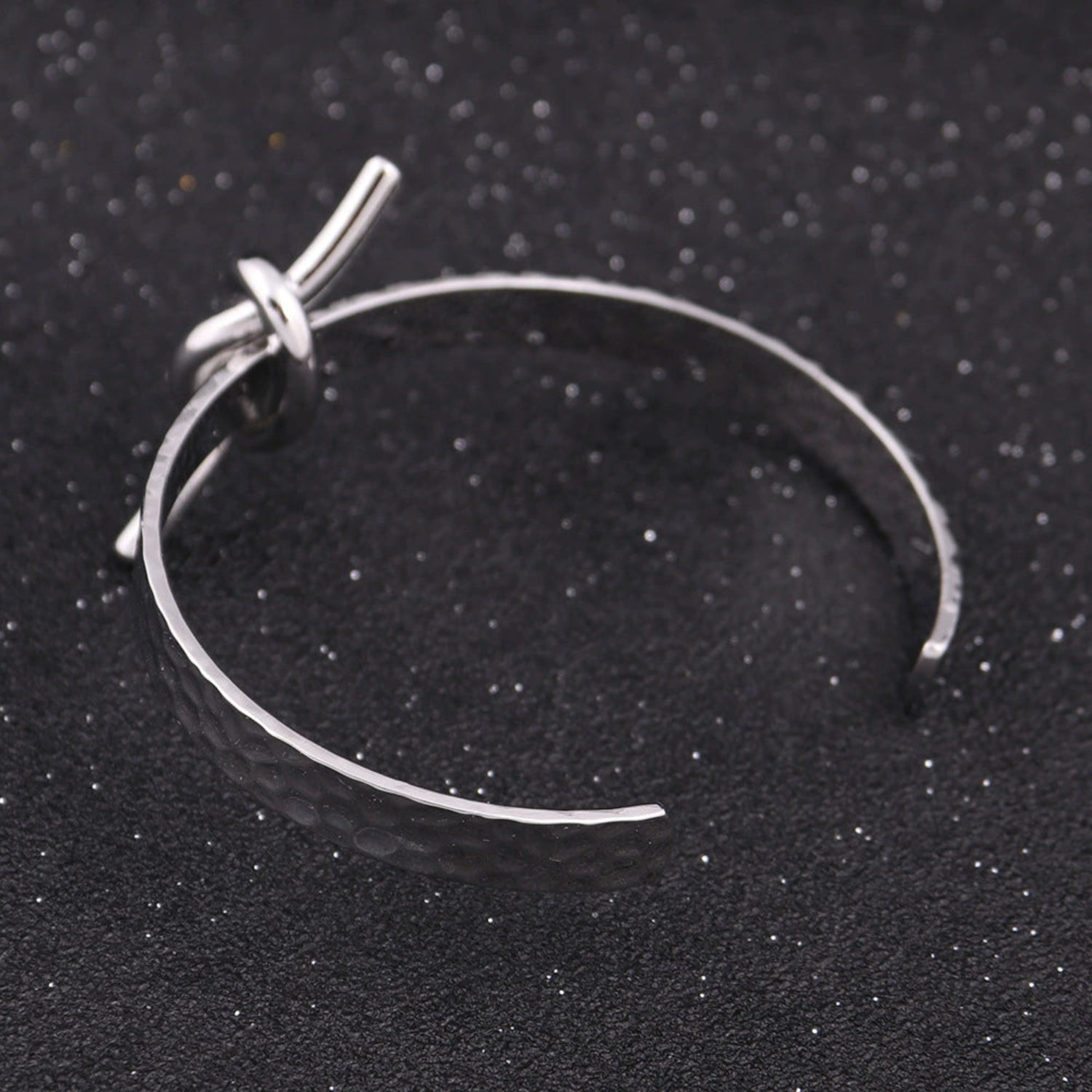 Just Lil Things Silver Hammered Knot Cuff Bracelet JLTB0980