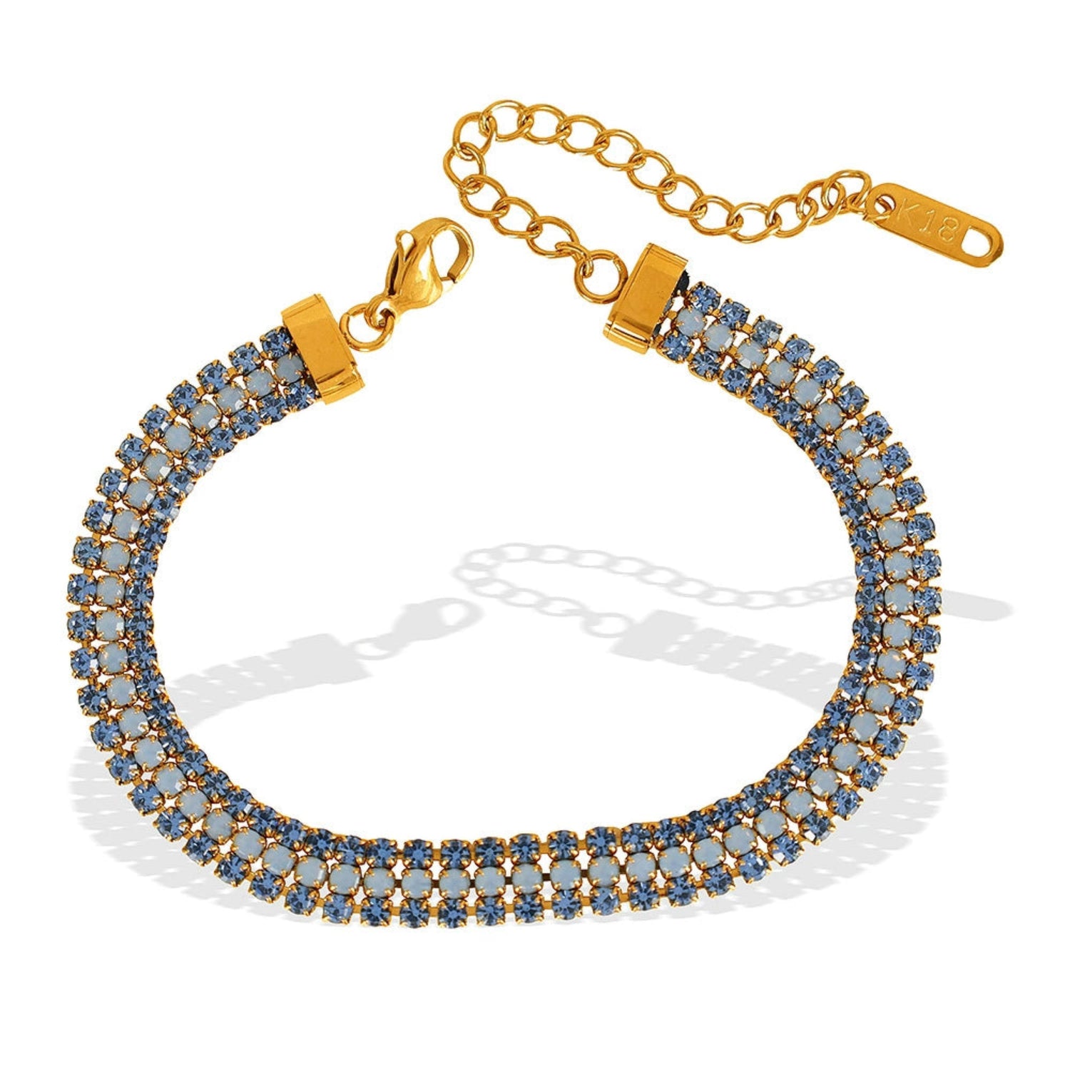 Triple Row Blue Crystal Bracelet JLTB1020