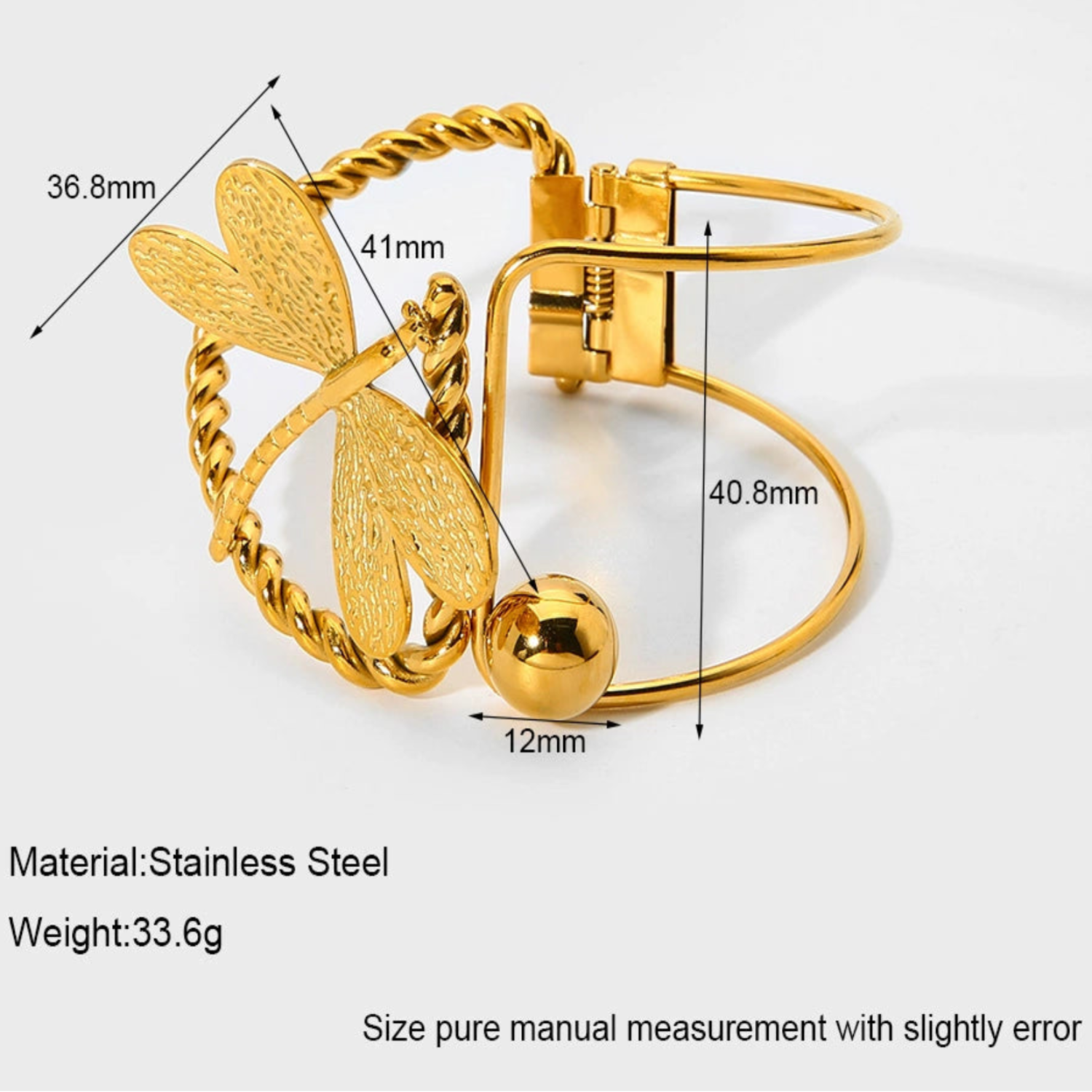 Gold Dragonfly Twisted Cuff Bangle JLTB1021