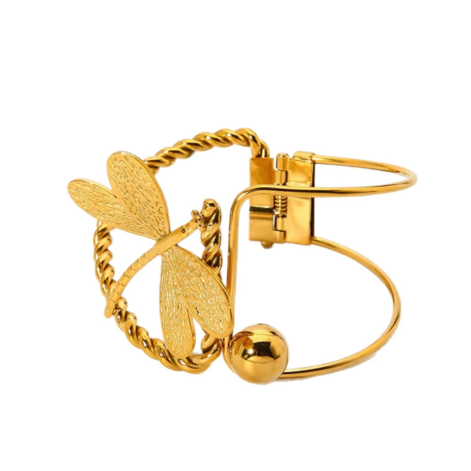 Gold Dragonfly Twisted Cuff Bangle JLTB1021