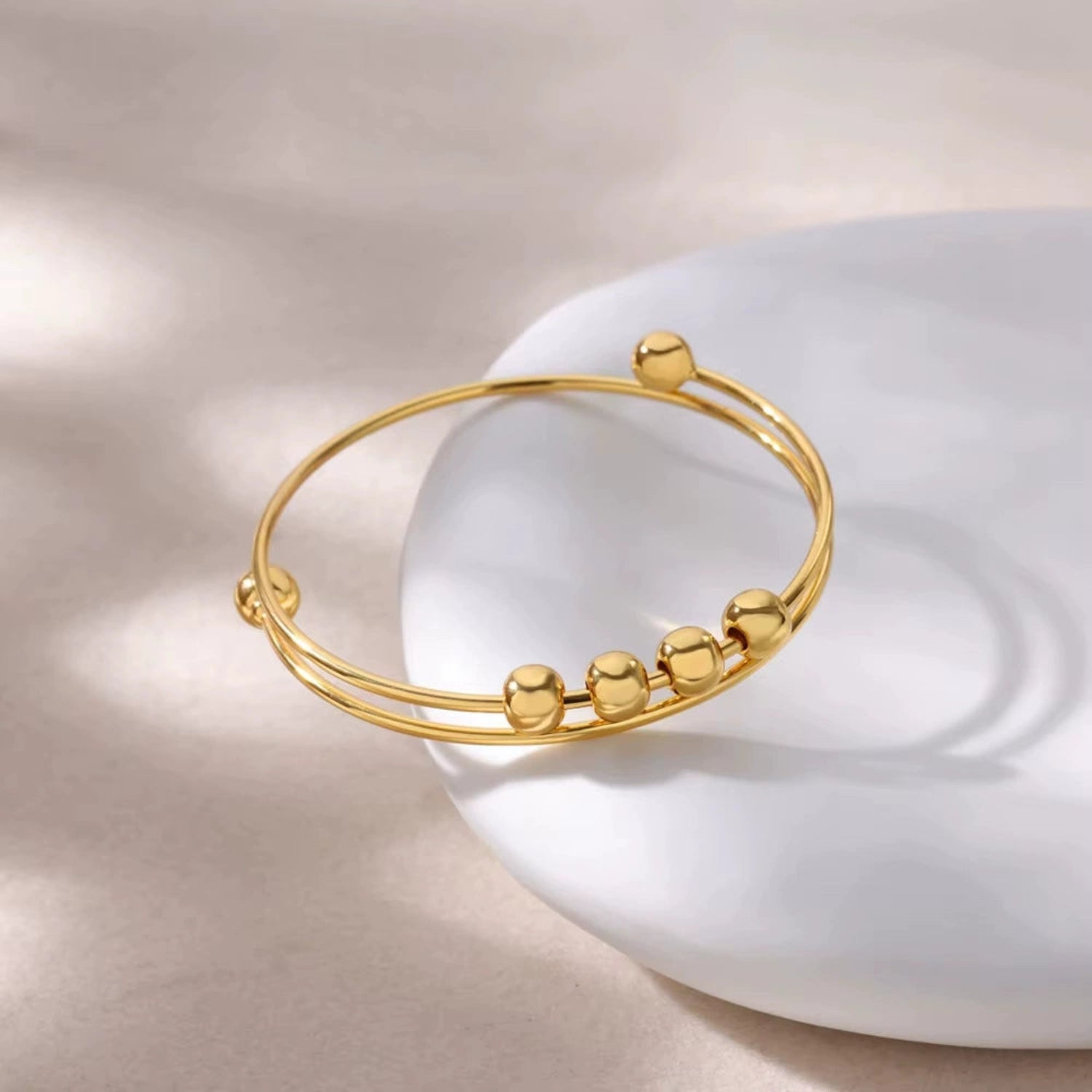Minimalist Gold Bead Coil Bracelet JLTB1025