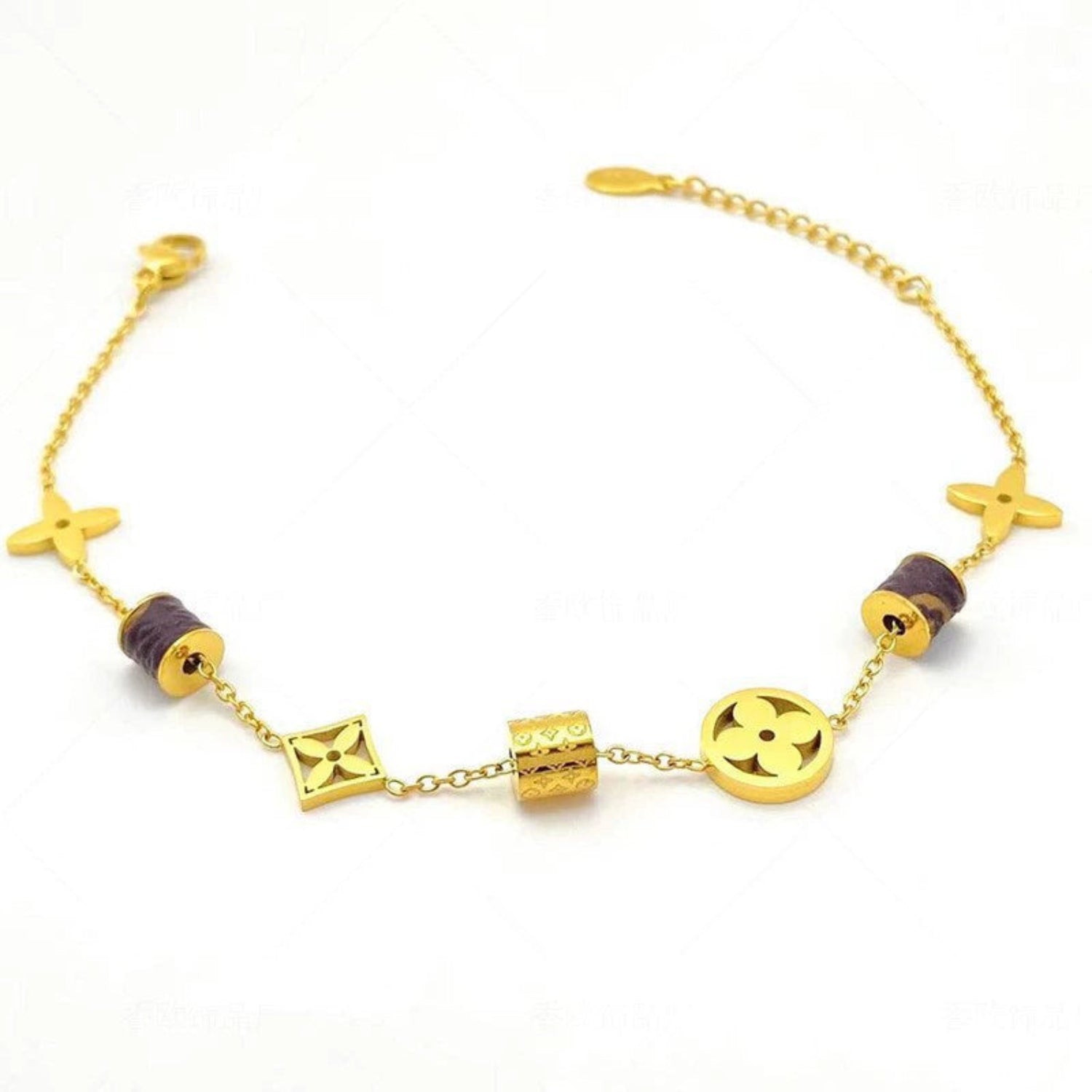 Golden Monogram Charm Link Bracelet JLTB1026