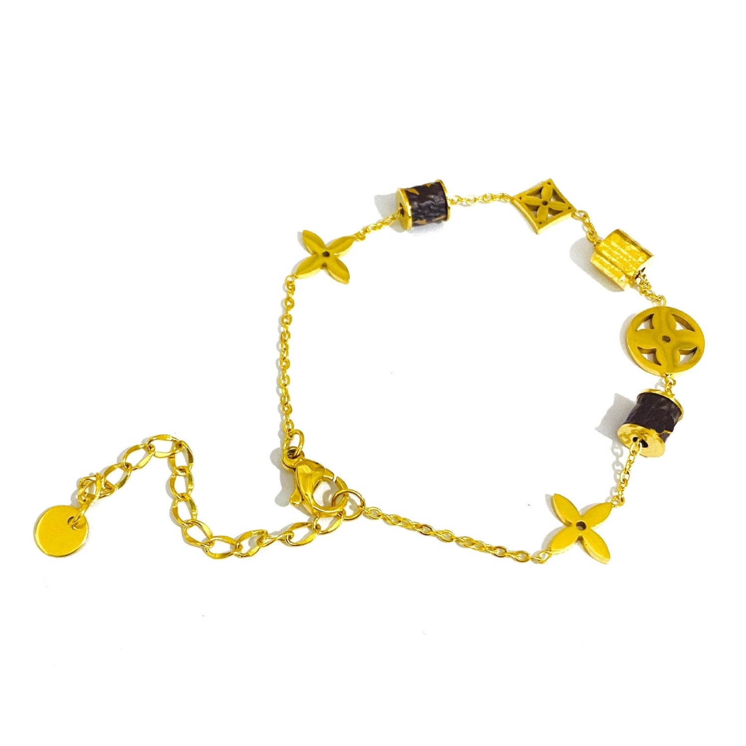 Golden Monogram Charm Link Bracelet JLTB1026