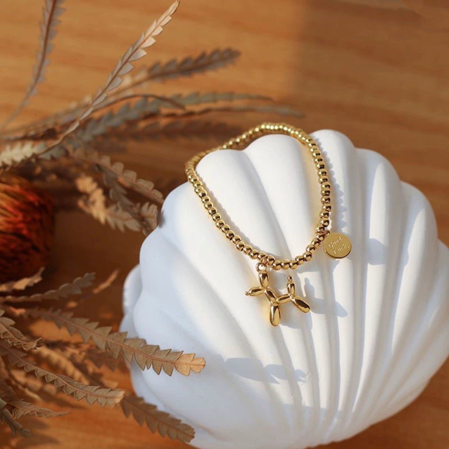 Golden Balloon Dog Bead Bracelet JLTB1028