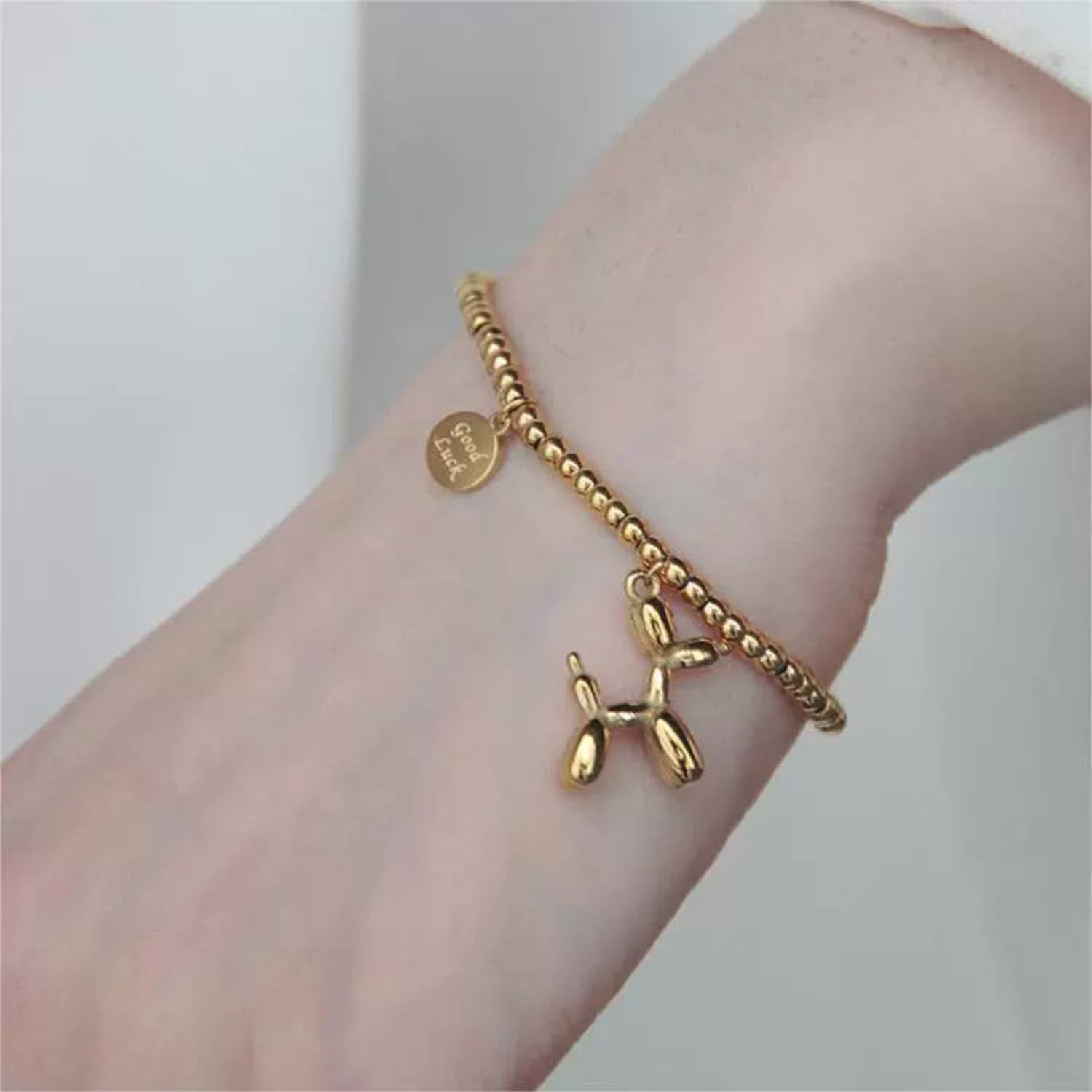 Golden Balloon Dog Bead Bracelet JLTB1028