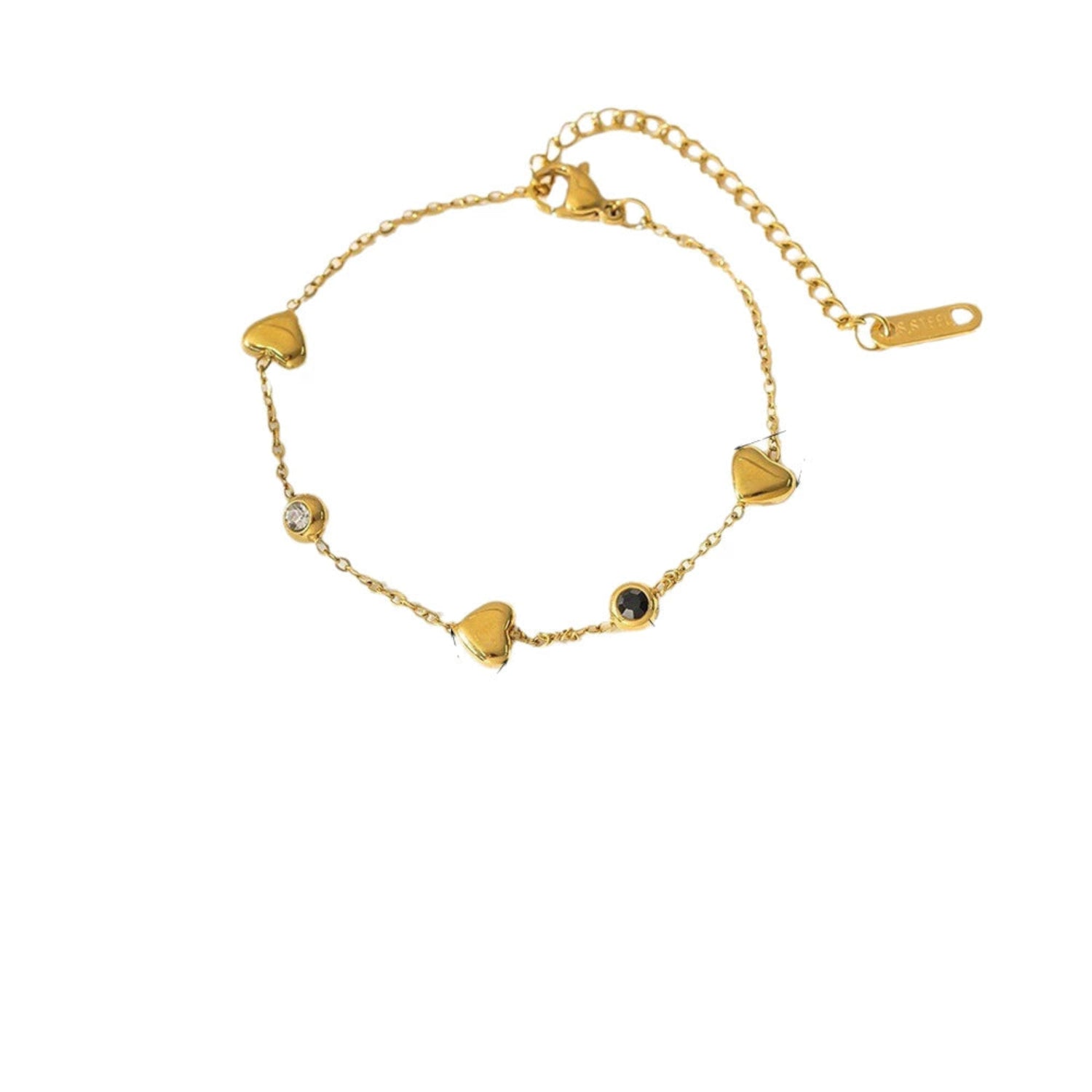 Gold Heart and Crystal Bracelet JLTB1037