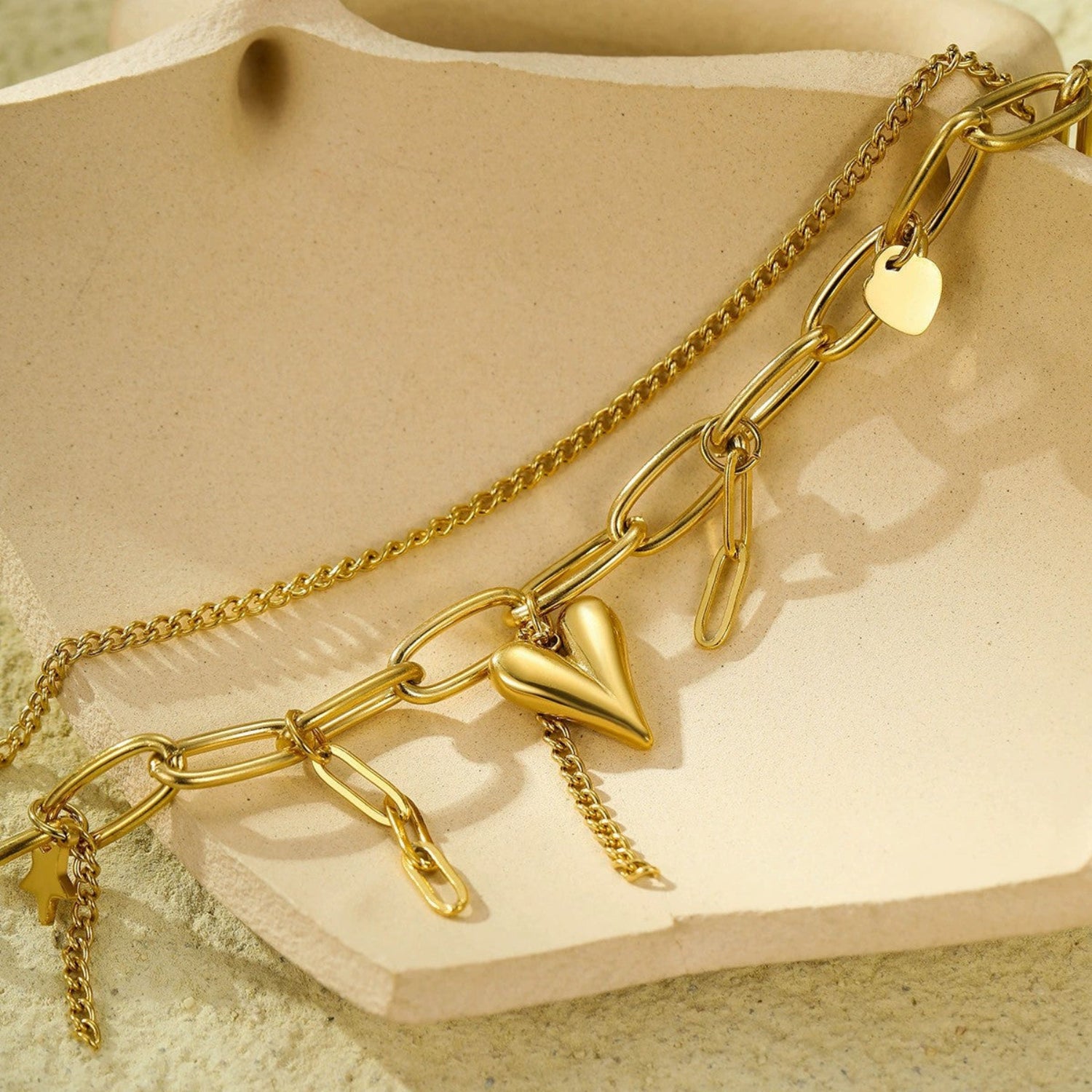 Gold Layered Heart Star Bracelet JLTB1040