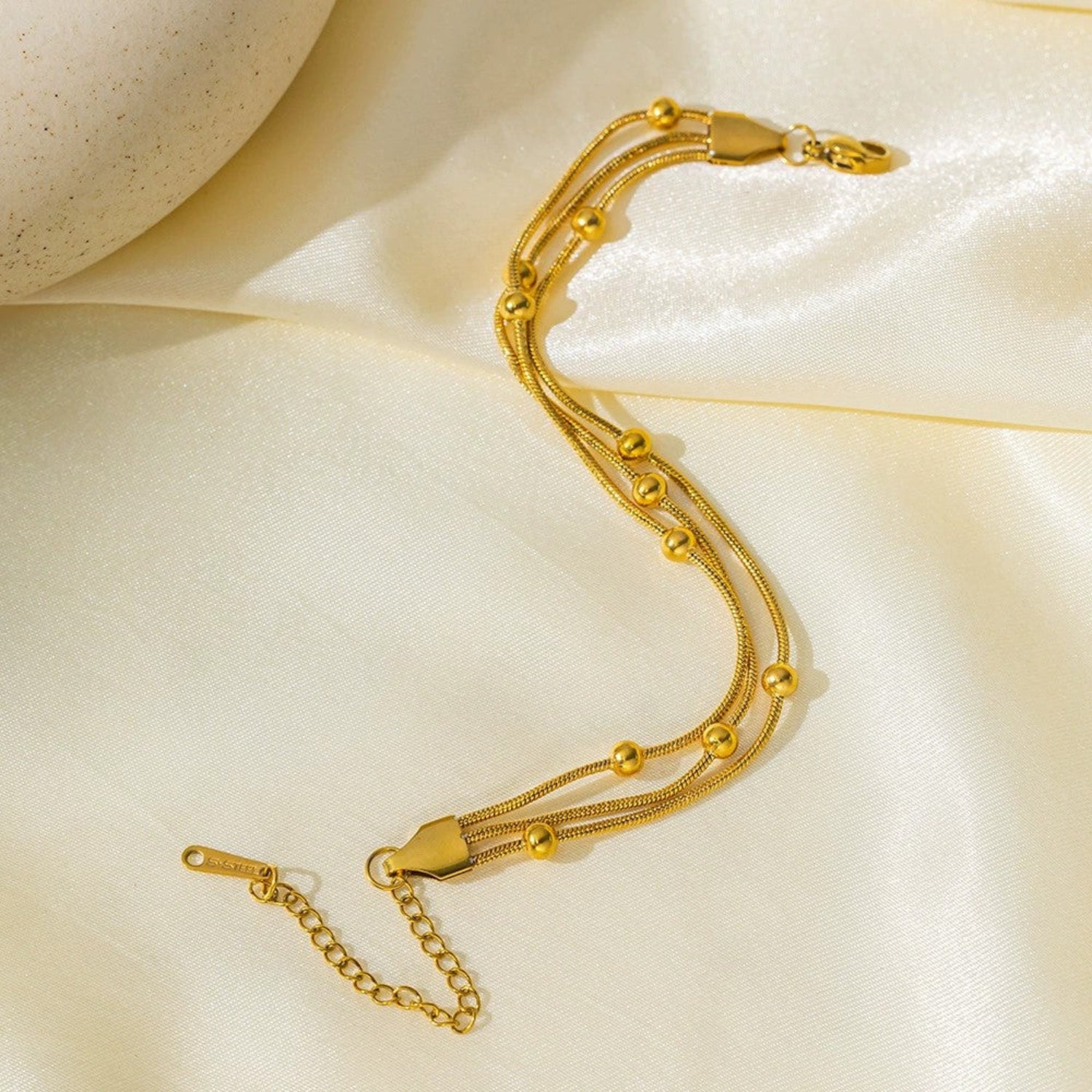 Gold Triple Layer Bead Bracelet JLTB1046