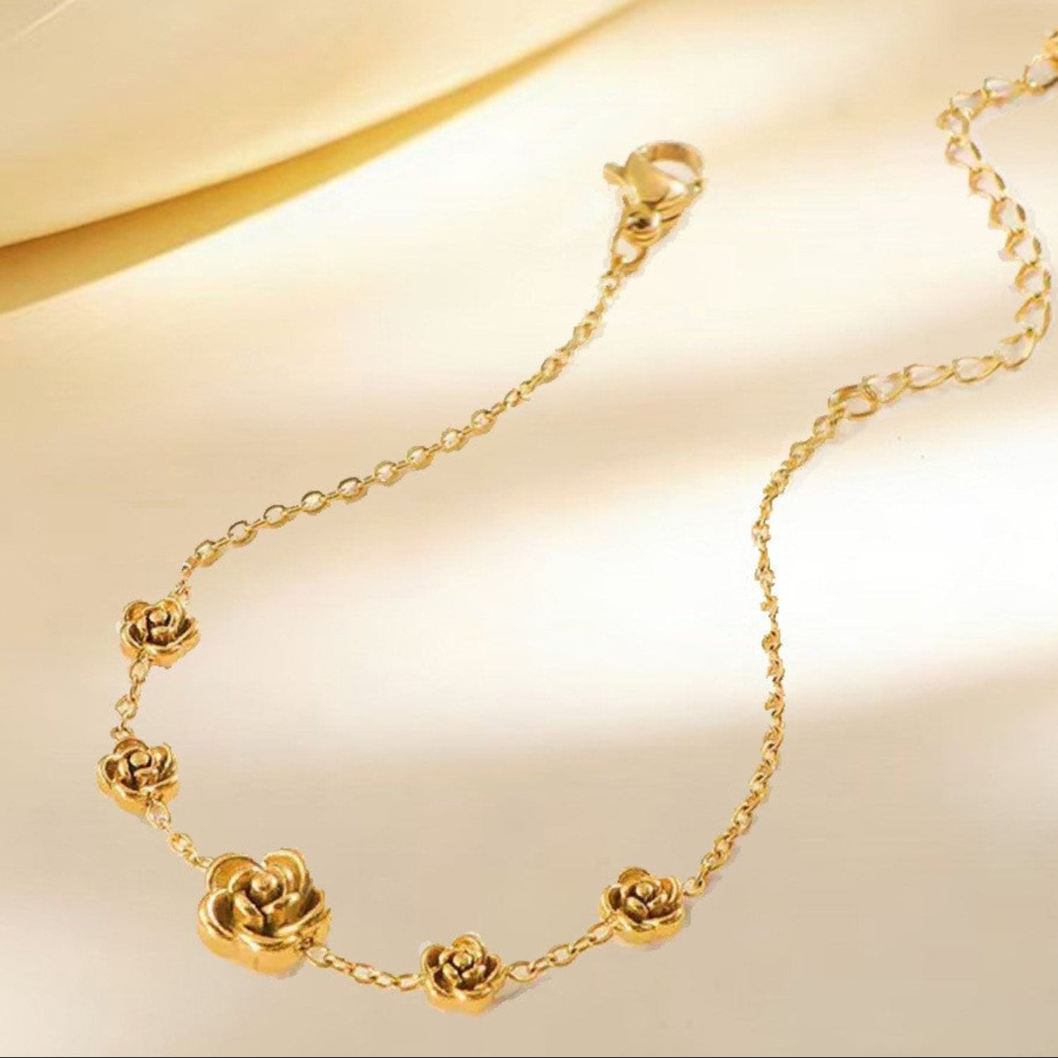 Gold Delicate Rose Station Bracelet JLTB1050