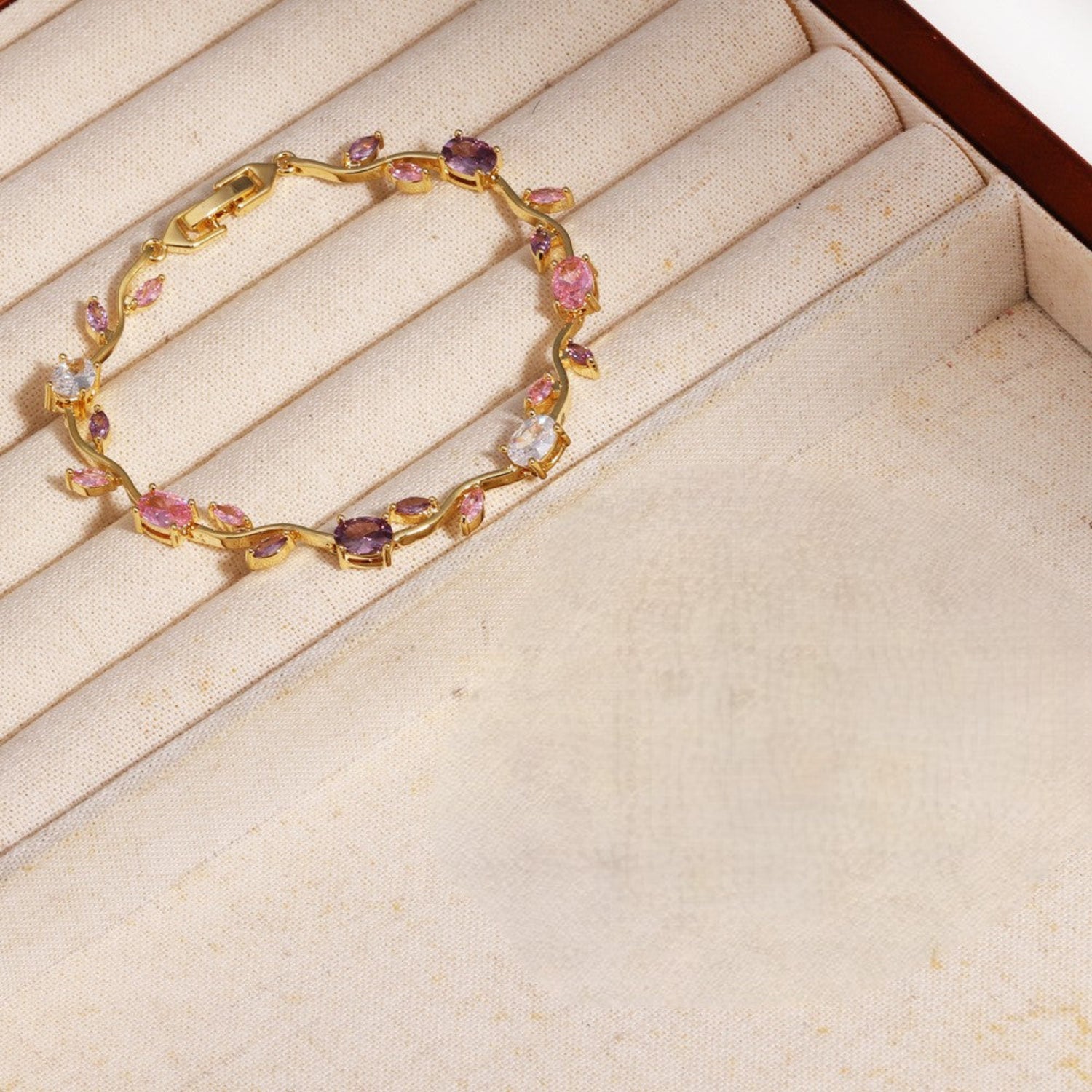 Gold Pink Crystal Vine Bracelet JLTB1054
