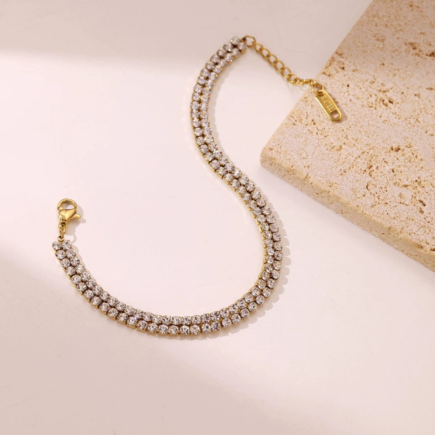 Gold Double Row Tennis Bracelet JLTB1055