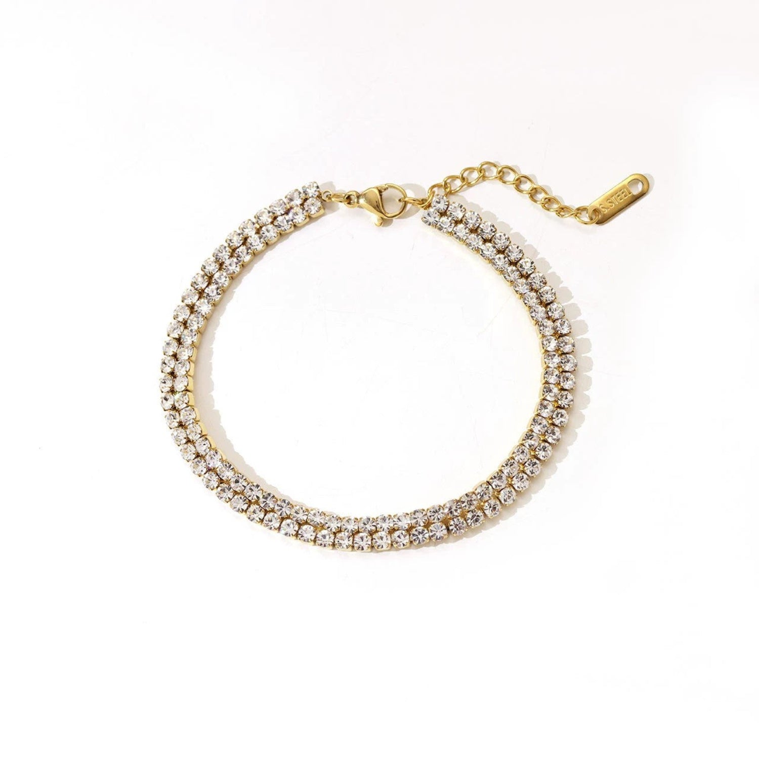 Gold Double Row Tennis Bracelet JLTB1055