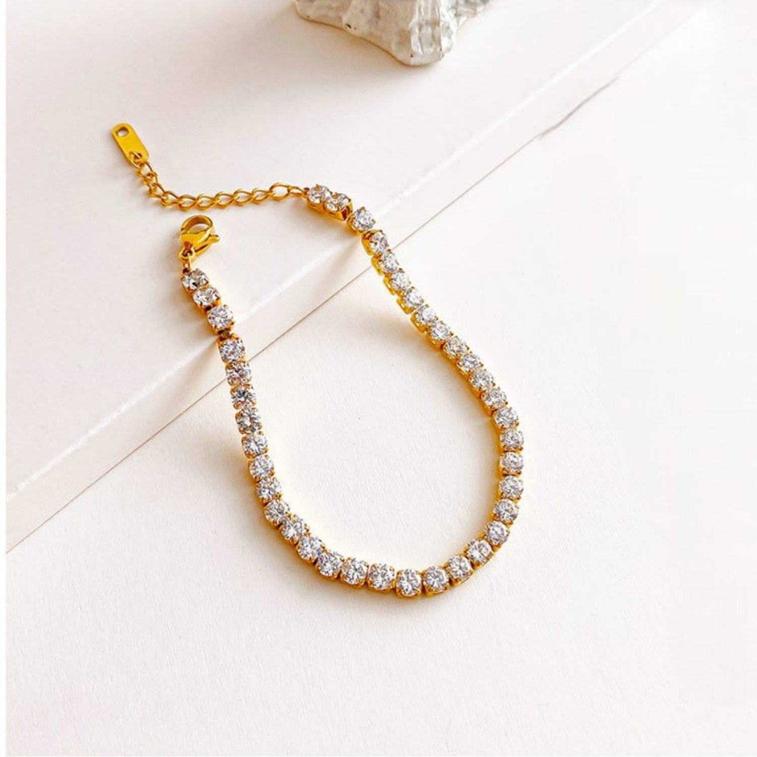 Gold Bezel Solitaire Tennis Bracelet JLTB1056
