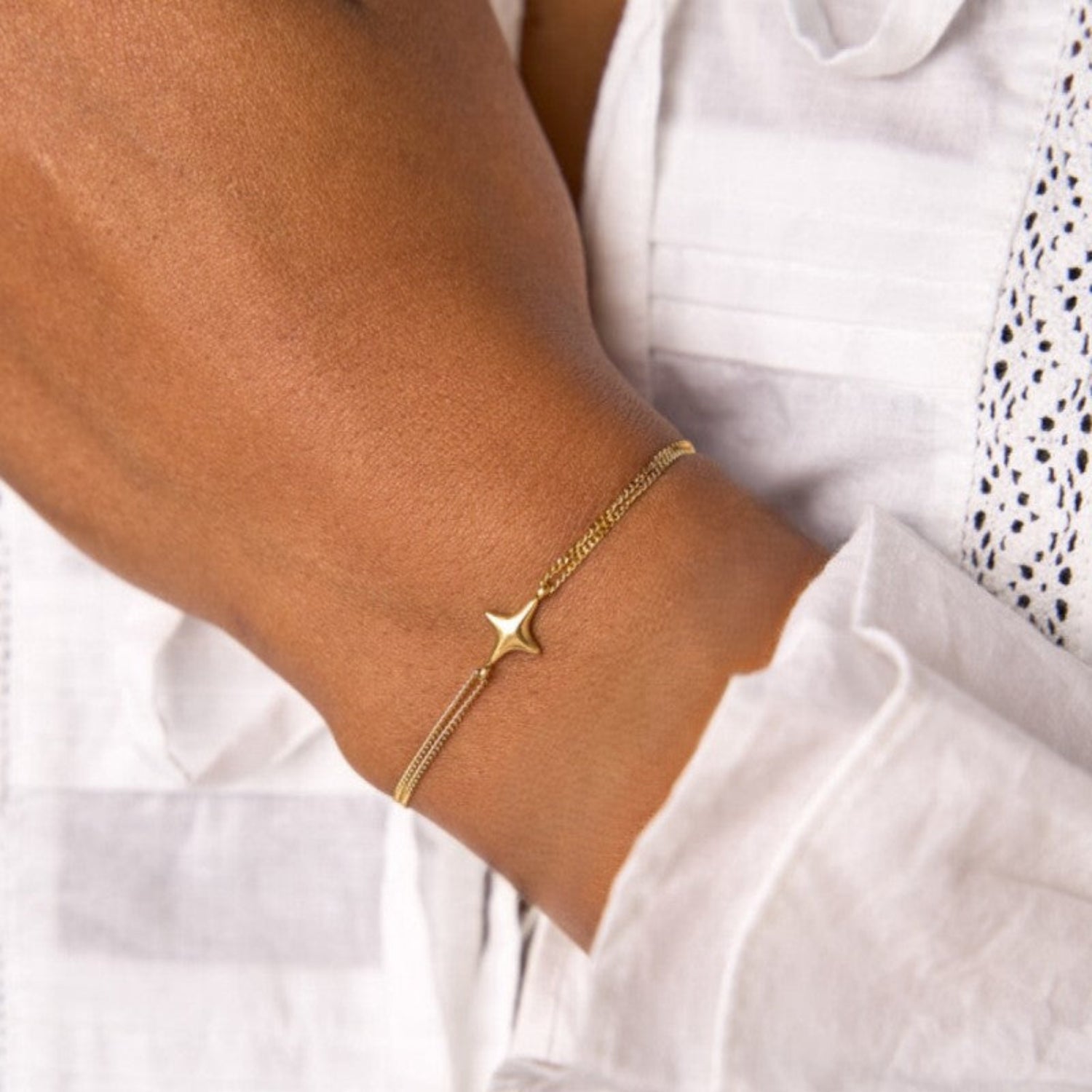Gold Double Strand Starburst Bracelet JLTB1067