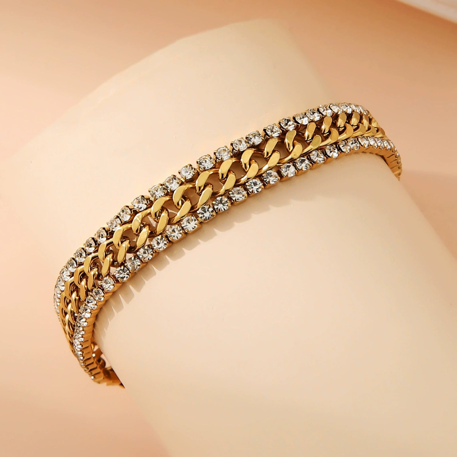 Gold Triple-Row Crystal Bracelet JLTB1071