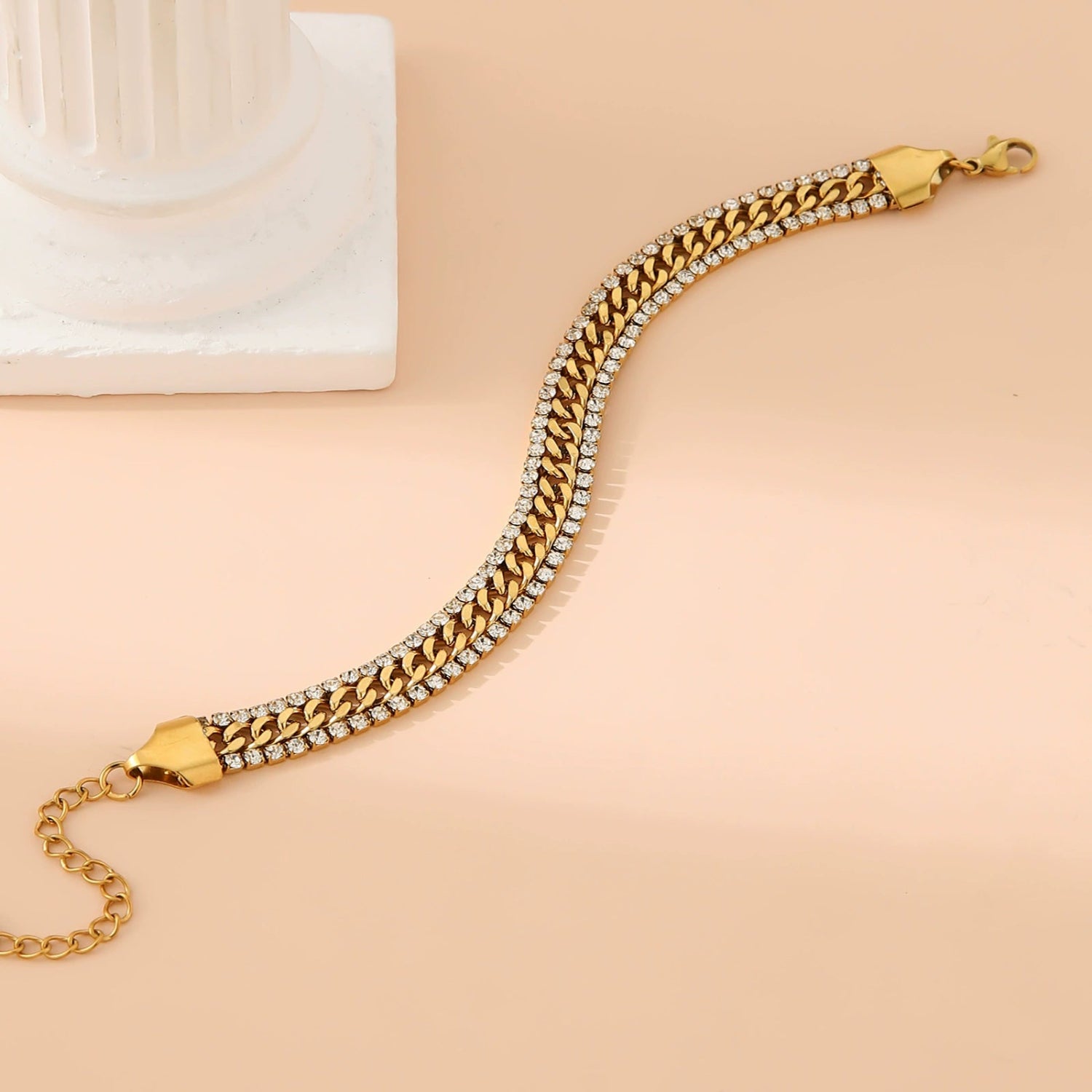 Gold Triple-Row Crystal Bracelet JLTB1071