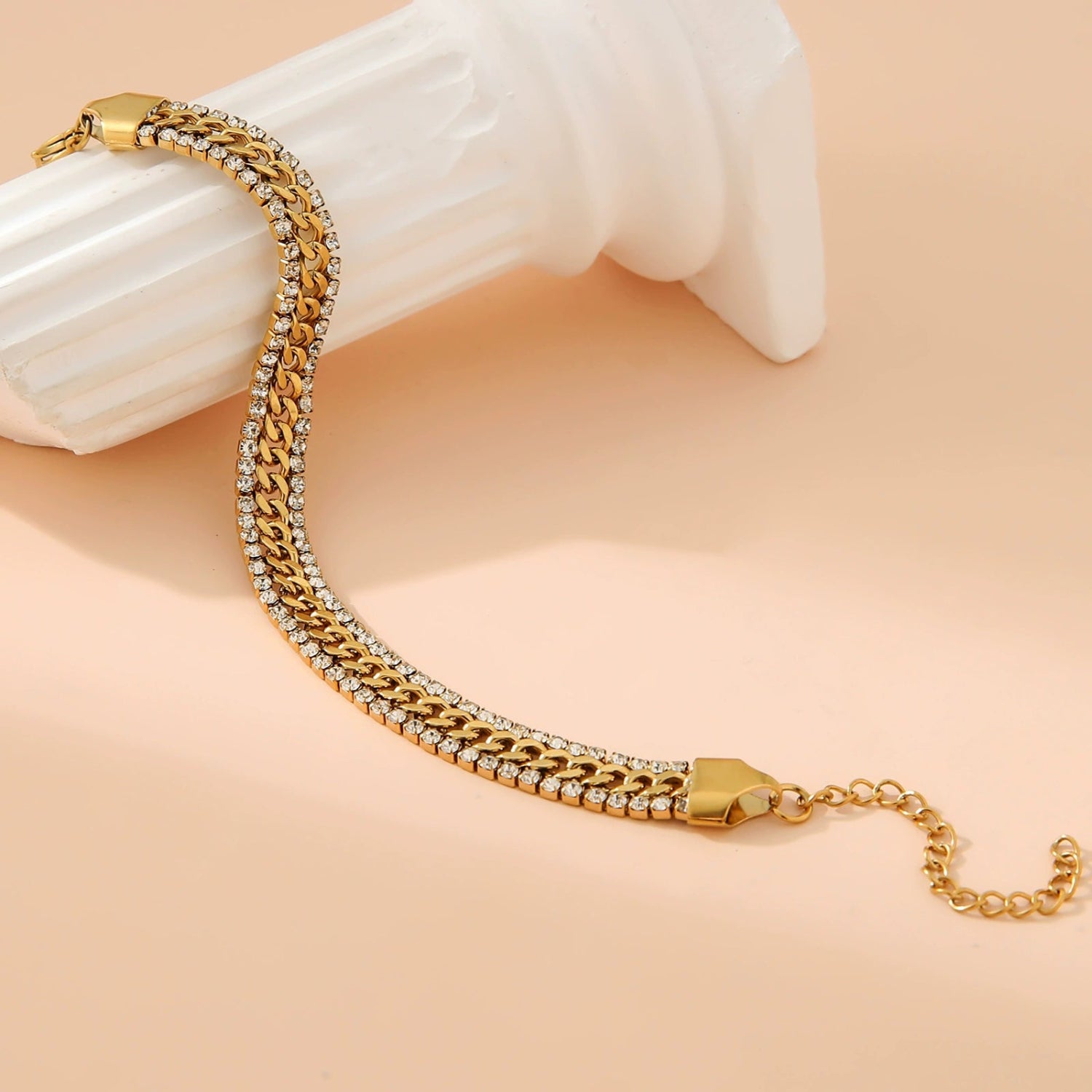 Gold Triple-Row Crystal Bracelet JLTB1071