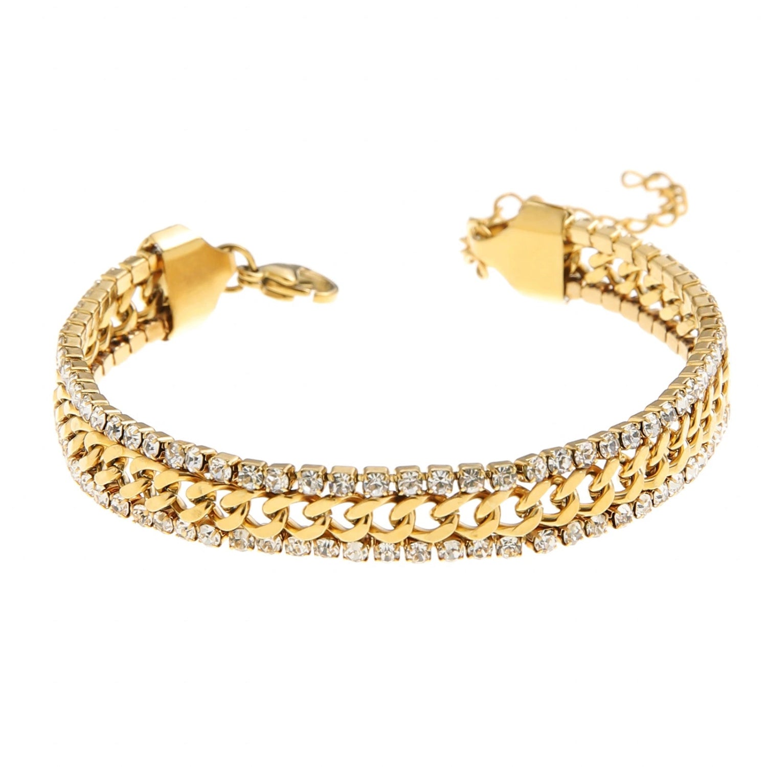 Gold Triple-Row Crystal Bracelet JLTB1071