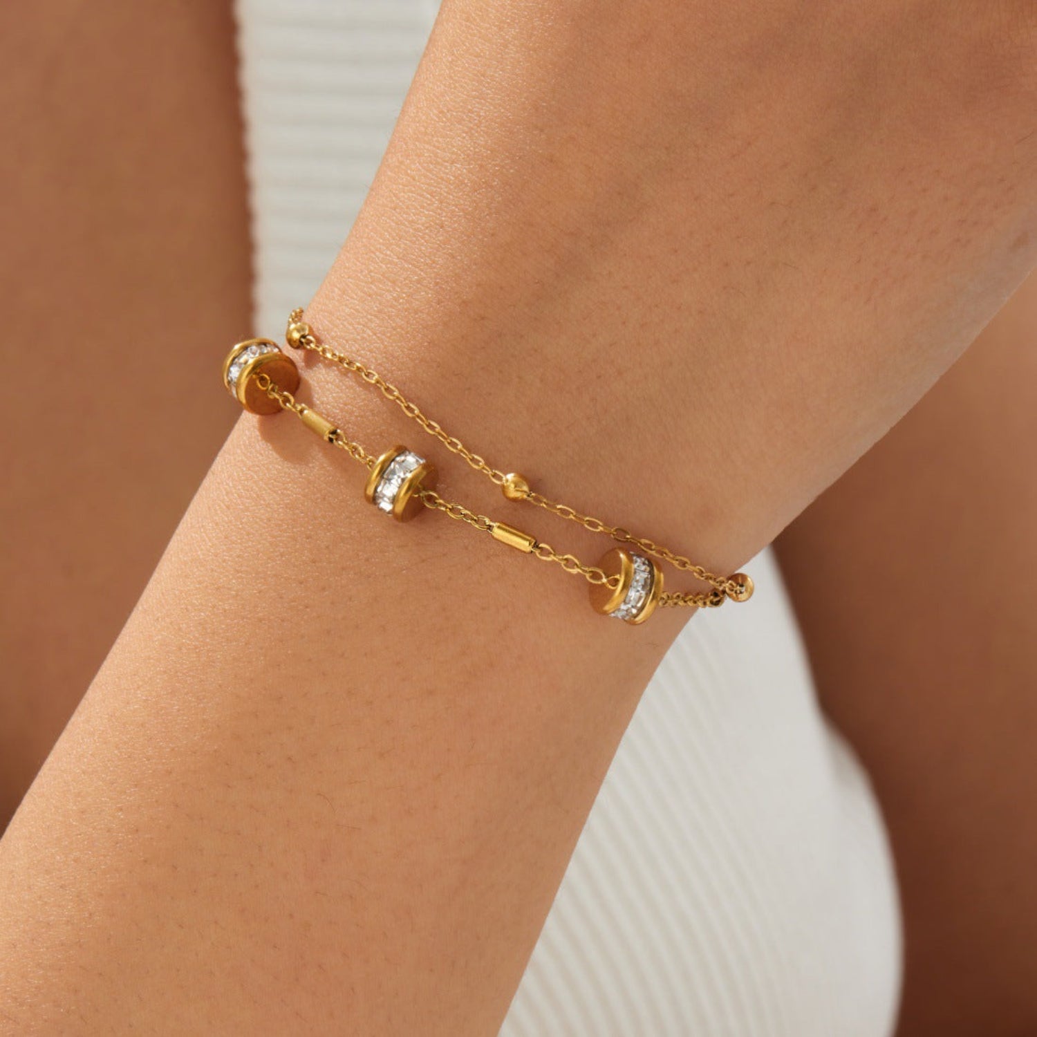 Gold Layered Crystal Bead Bracelet JLTB1072