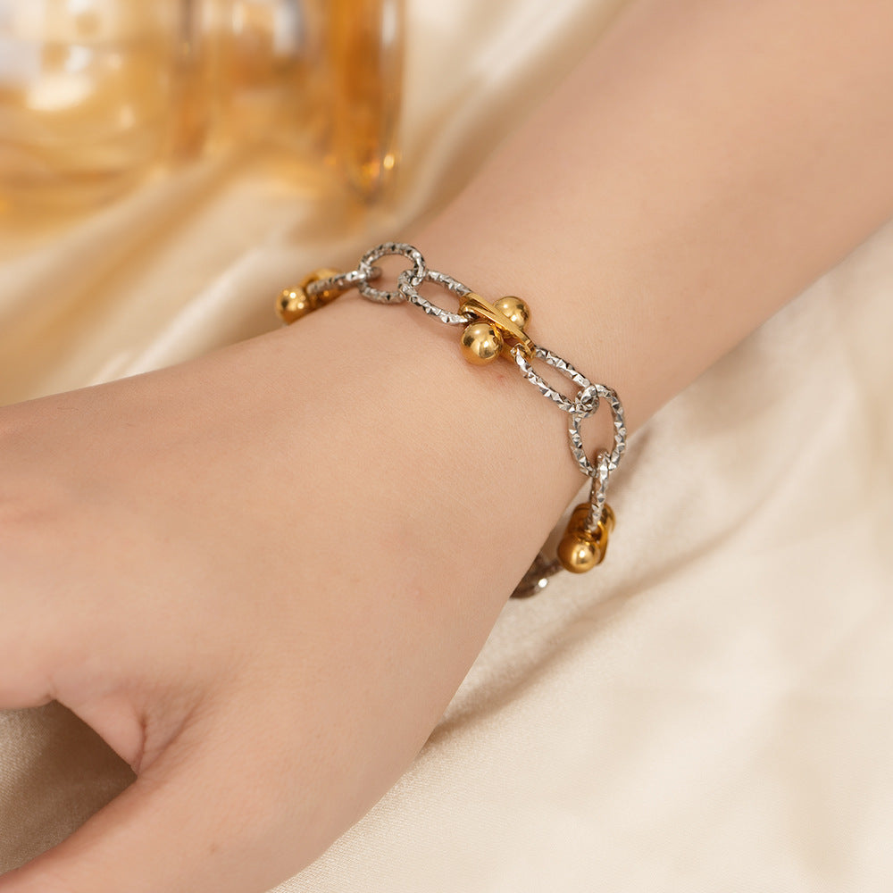 Silver Gold Two-Tone Link Bracelet JLTB1073