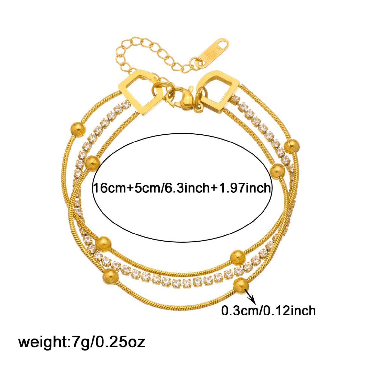 Gold Triple Layer Crystal Bracelet JLTB1081