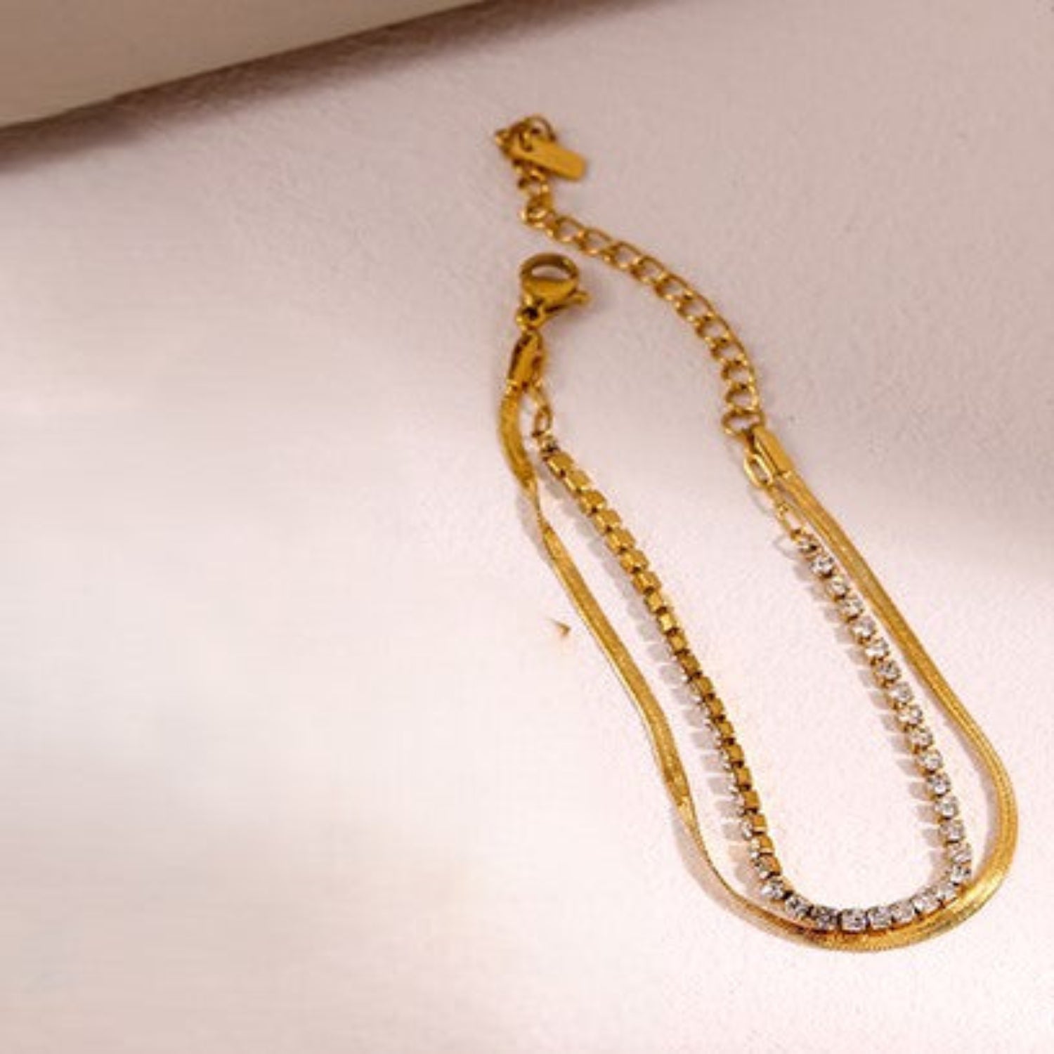 Gold Layered Herringbone Tennis Bracelet JLTB1082