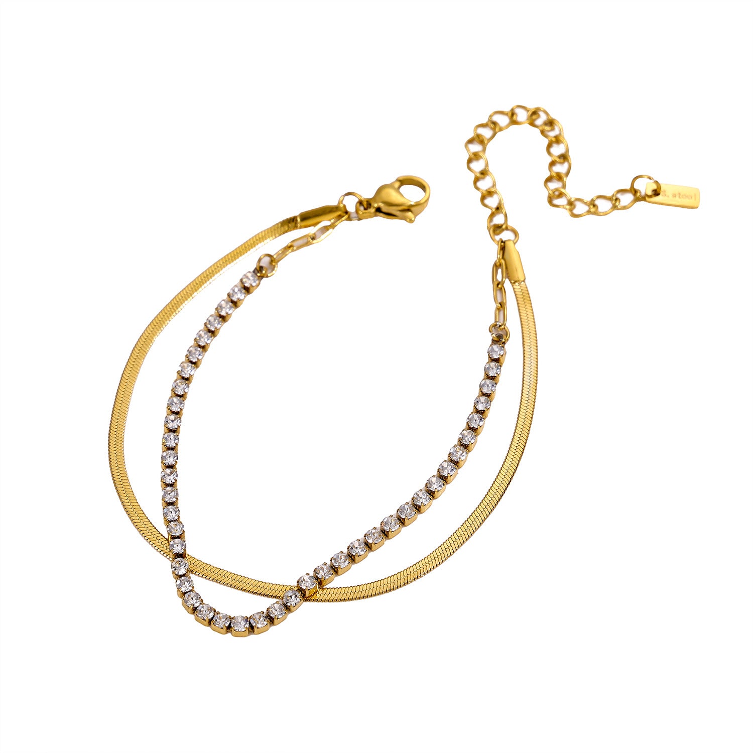 Gold Layered Herringbone Tennis Bracelet JLTB1082