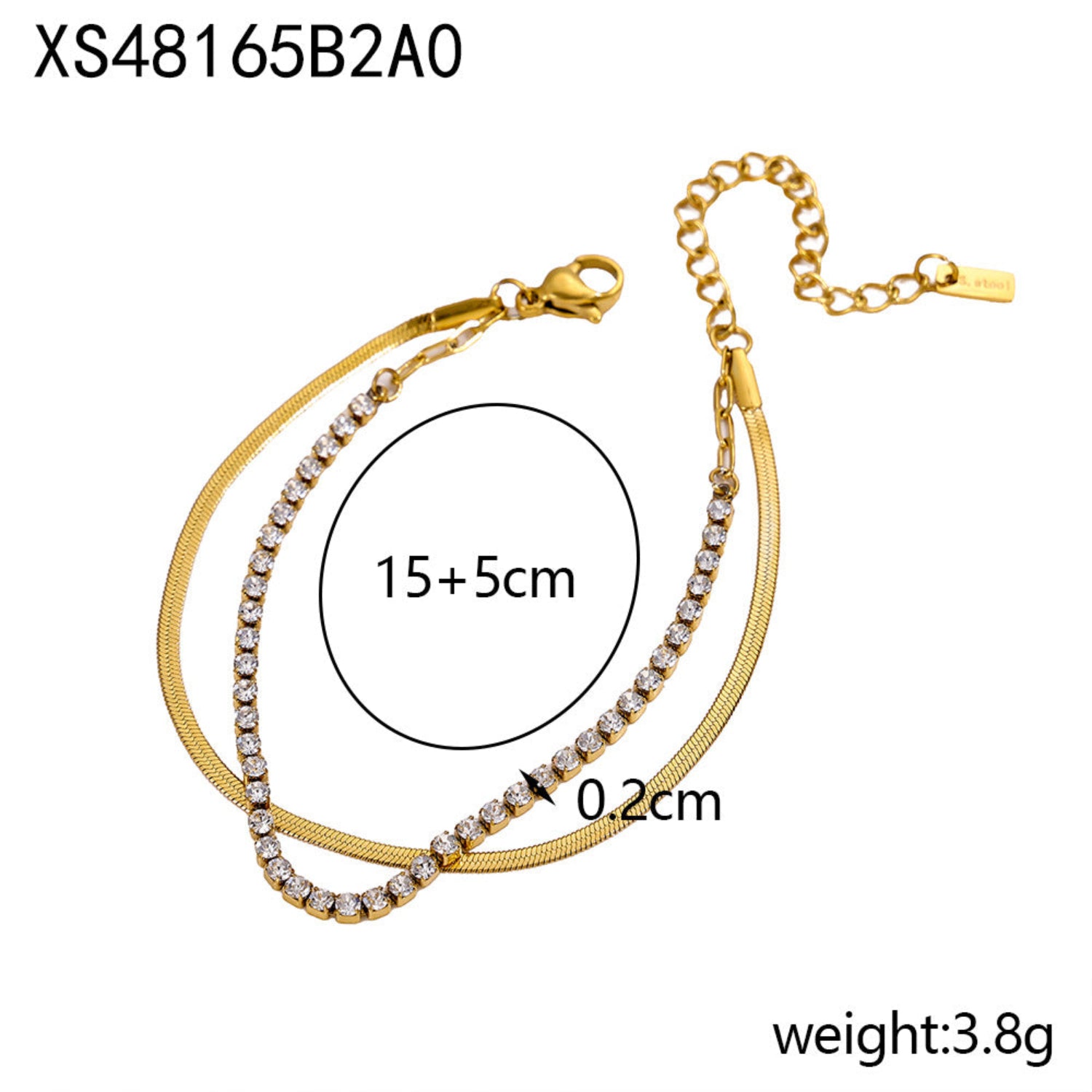 Gold Layered Herringbone Tennis Bracelet JLTB1082
