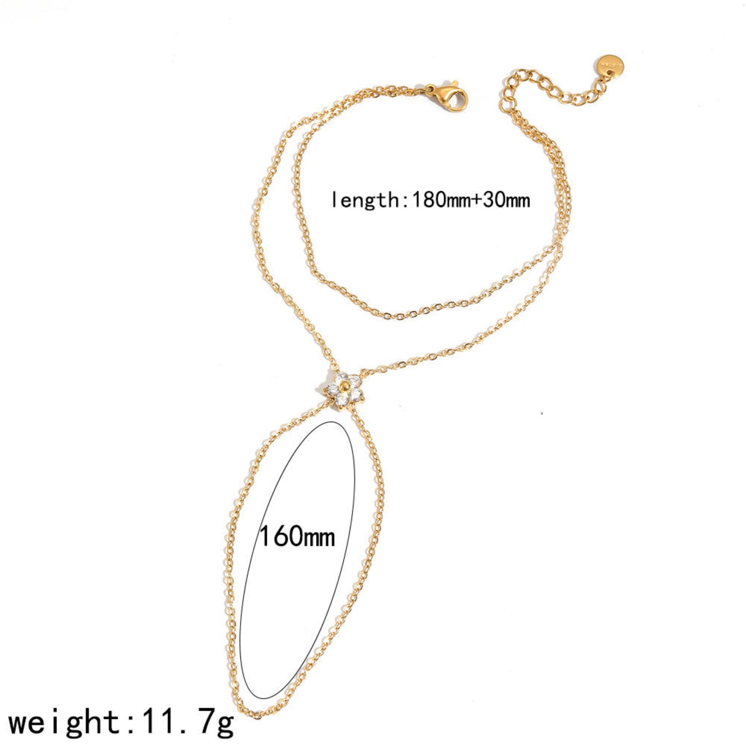 Gold Crystal Flower Hand Bracelet JLTB1083