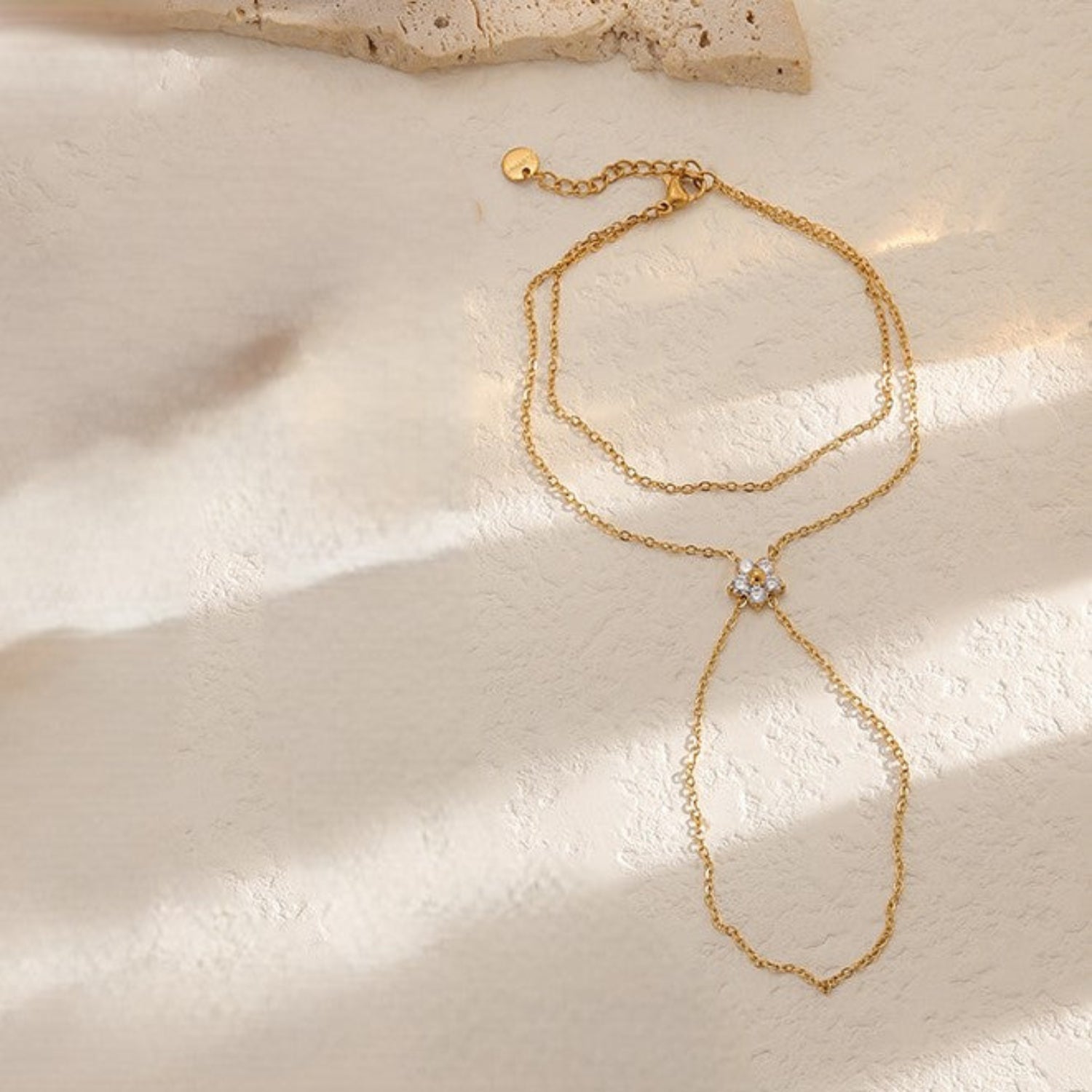 Gold Crystal Flower Hand Bracelet JLTB1083