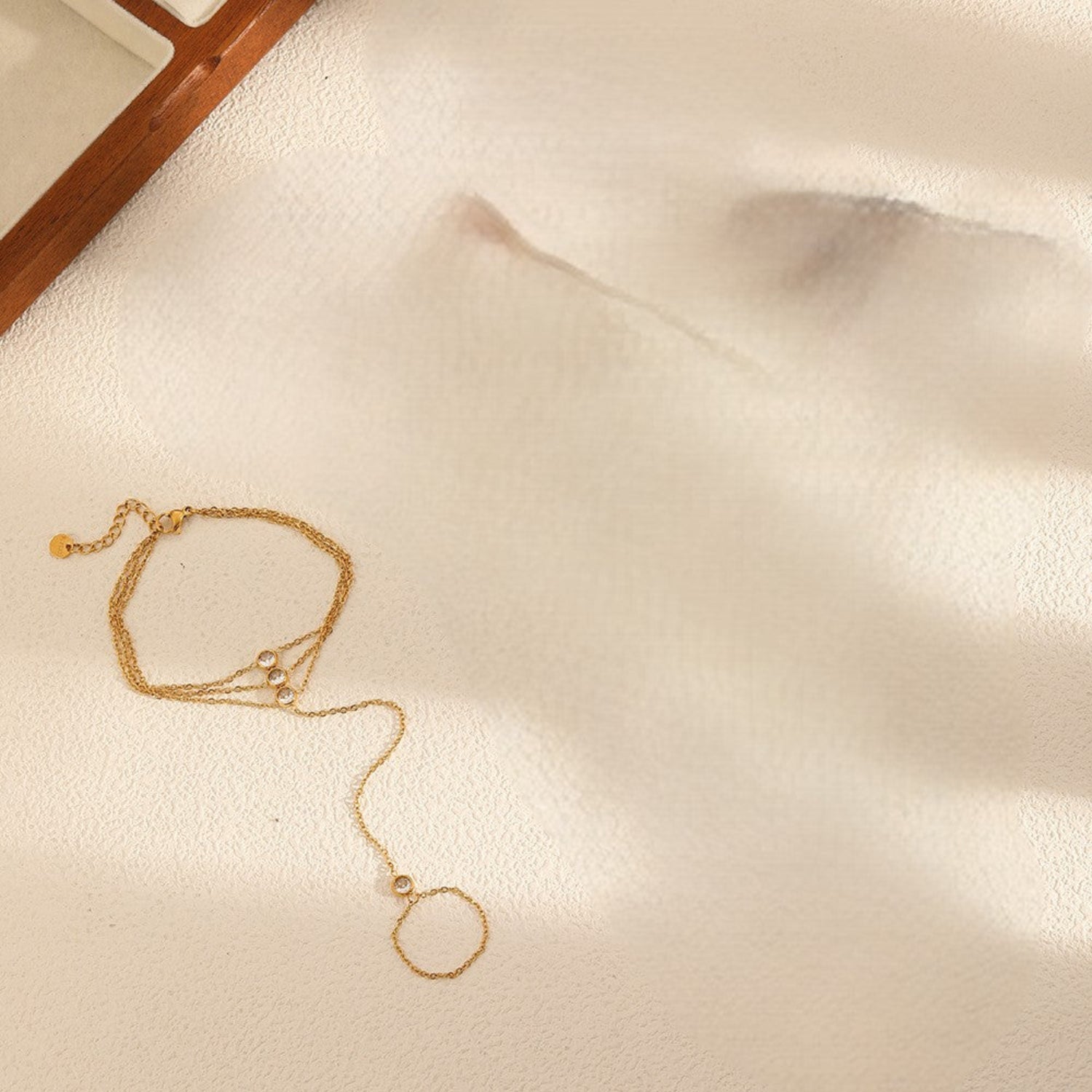 Gold Triple-Strand Crystal Hand Bracelet JLTB1084