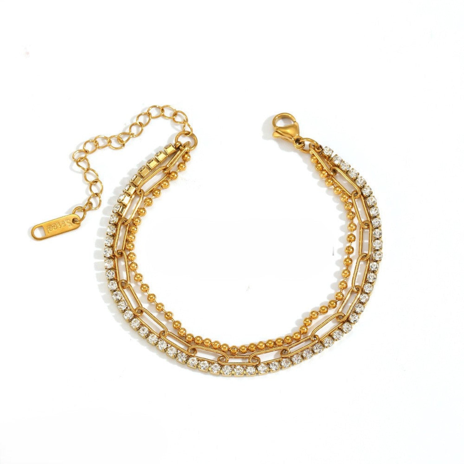 Gold Triple Layer Mixed Bracelet JLTB1086