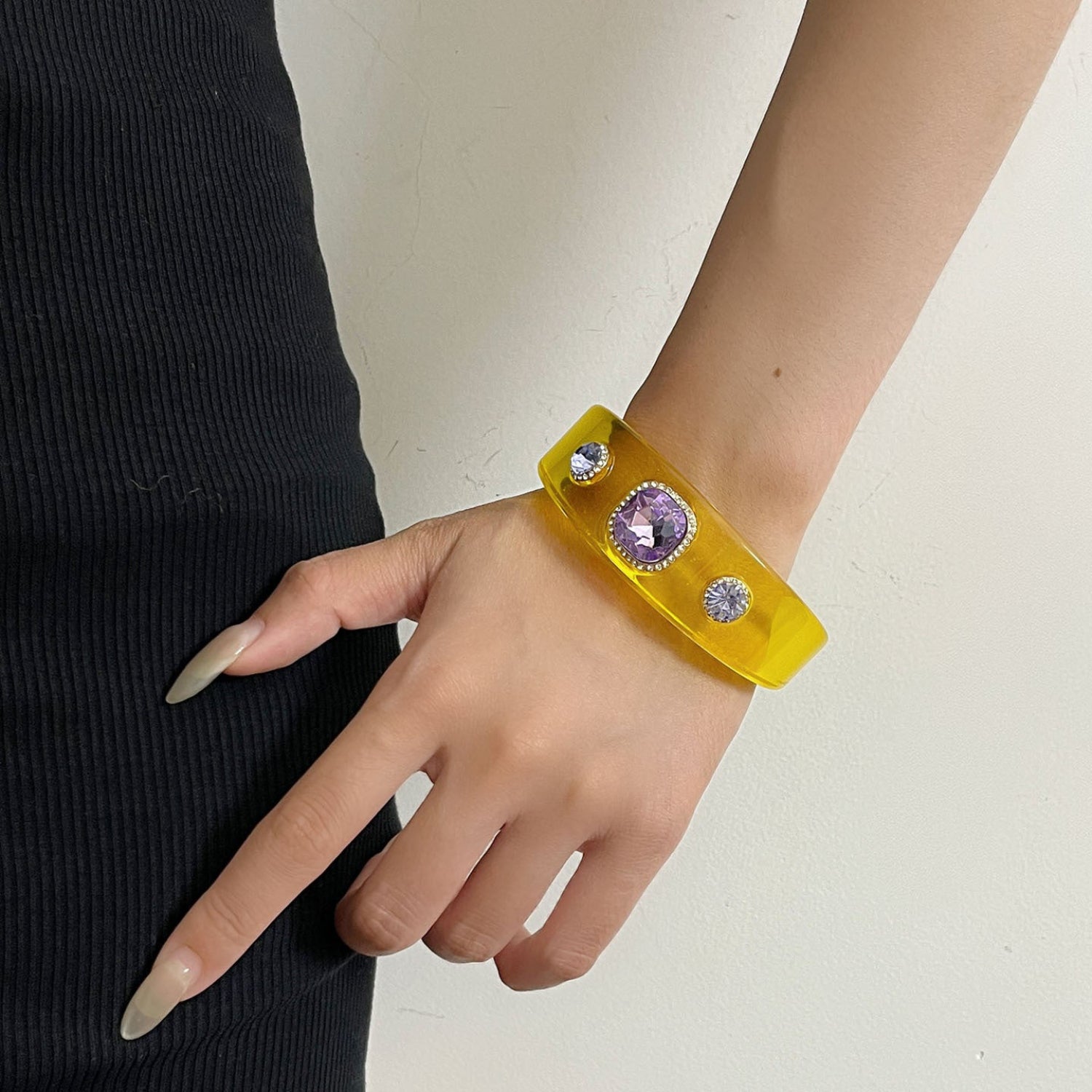 Sunshine Yellow Lavender Crystal Cuff Bracelet JLTB1119