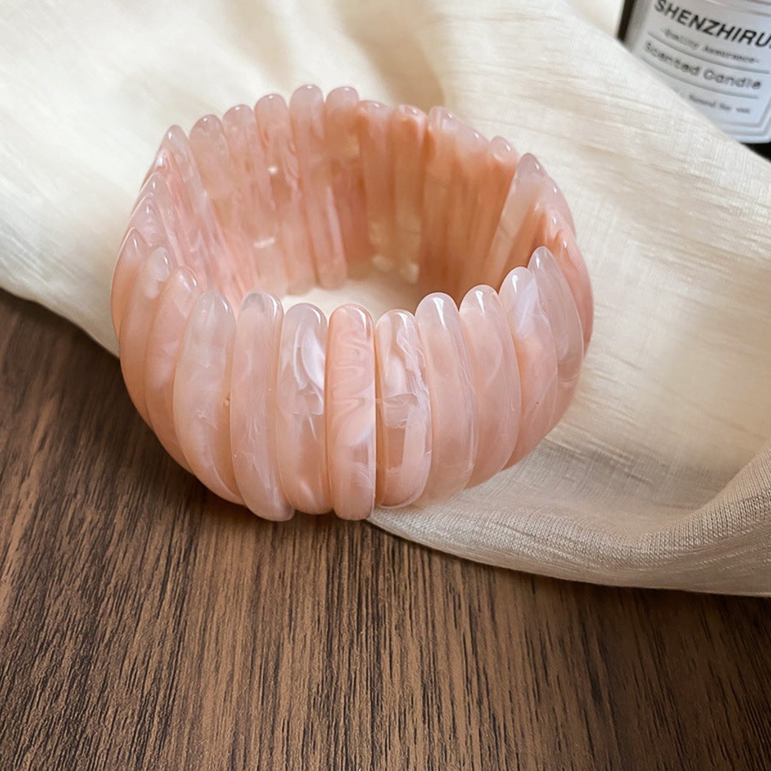 Blush Pink Resin Stretch Bracelet JLTB1123