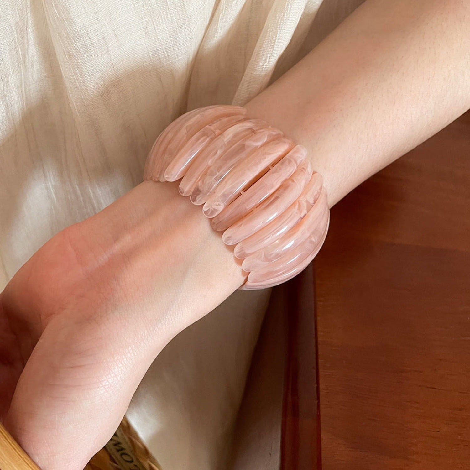 Blush Pink Resin Stretch Bracelet JLTB1123
