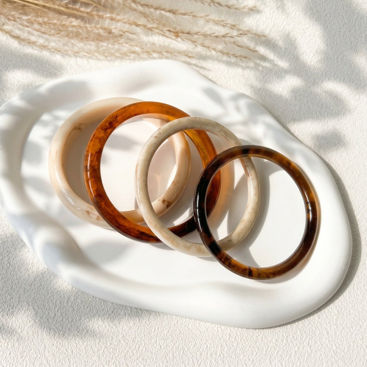 Classic Ivory & Tortoise Resin Bangle Set JLTB1126