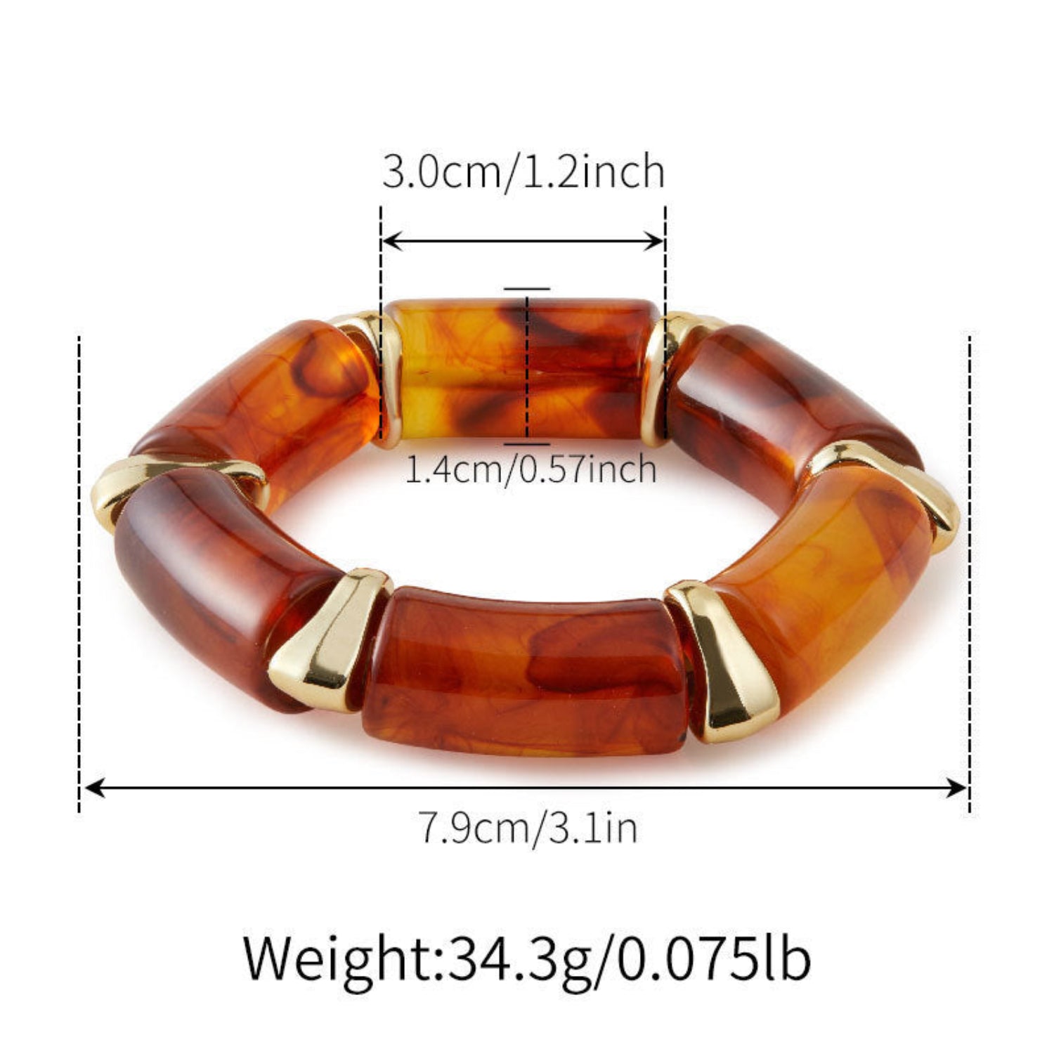 Amber Tortoise Resin Stretch Bracelet JLTB1129