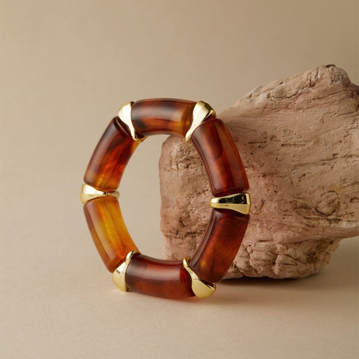 Amber Tortoise Resin Stretch Bracelet JLTB1129