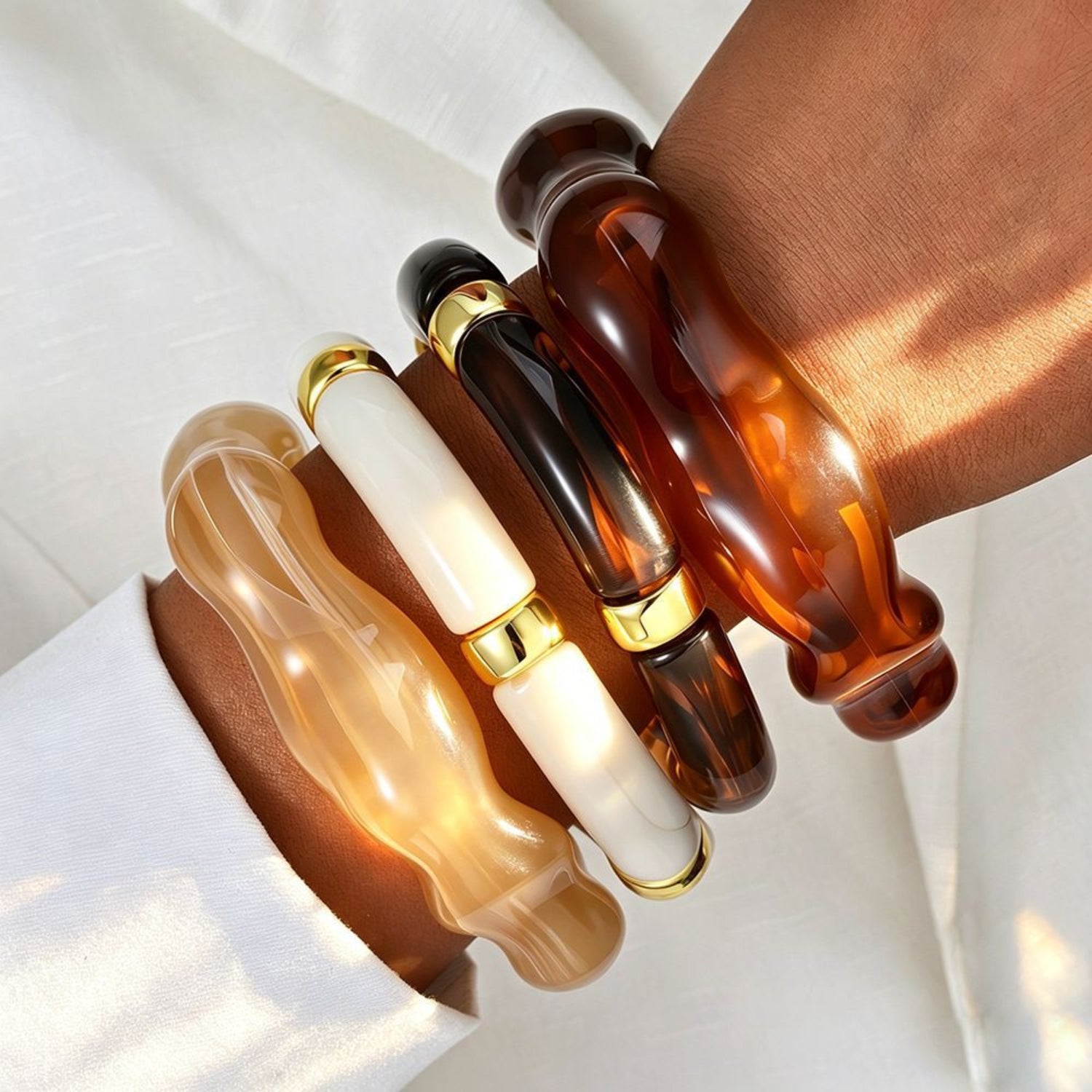 Radiant Amber & Ivory Luxe Bracelet Stack JLTB1134