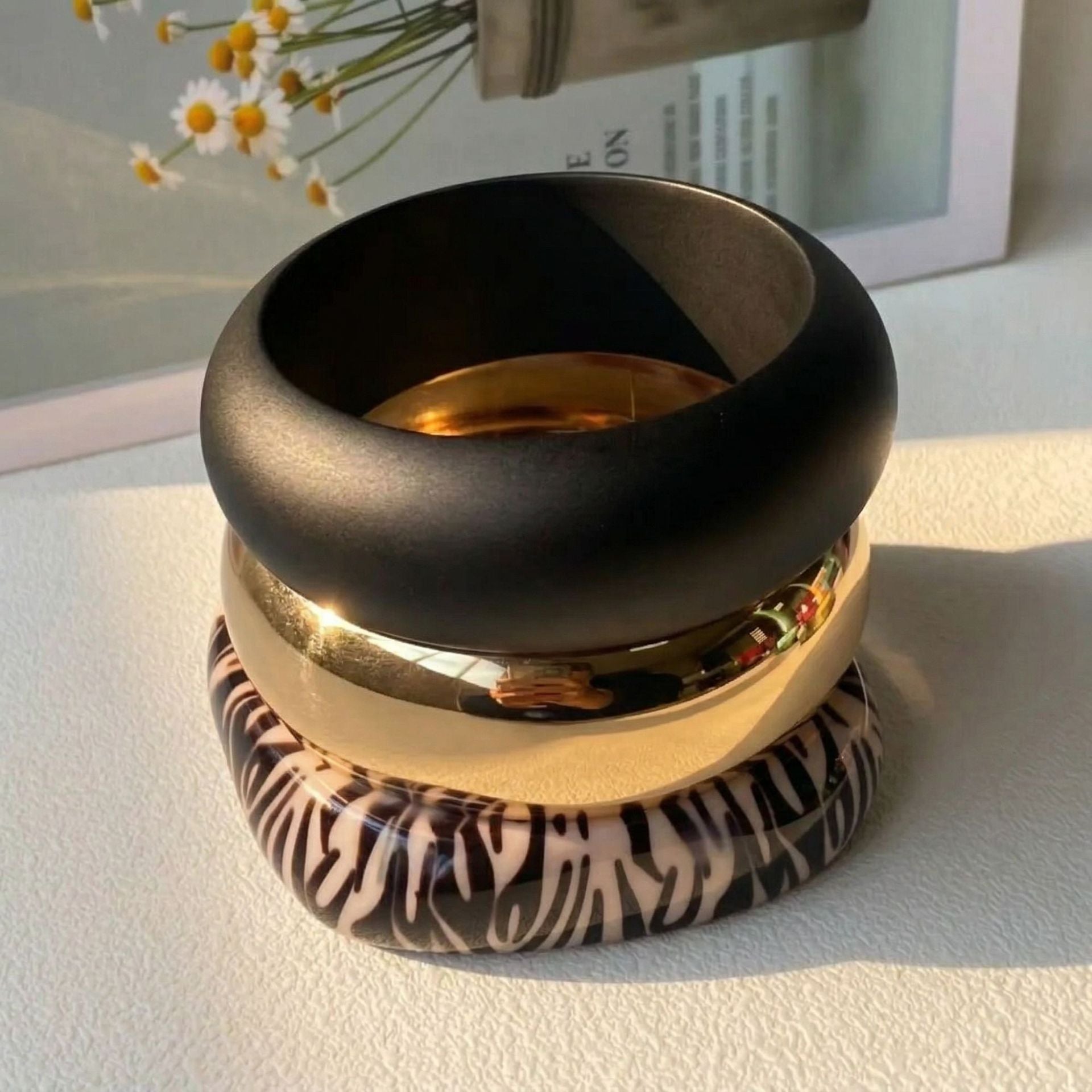 Black Gold Zebra Bangle Set JLTB1142