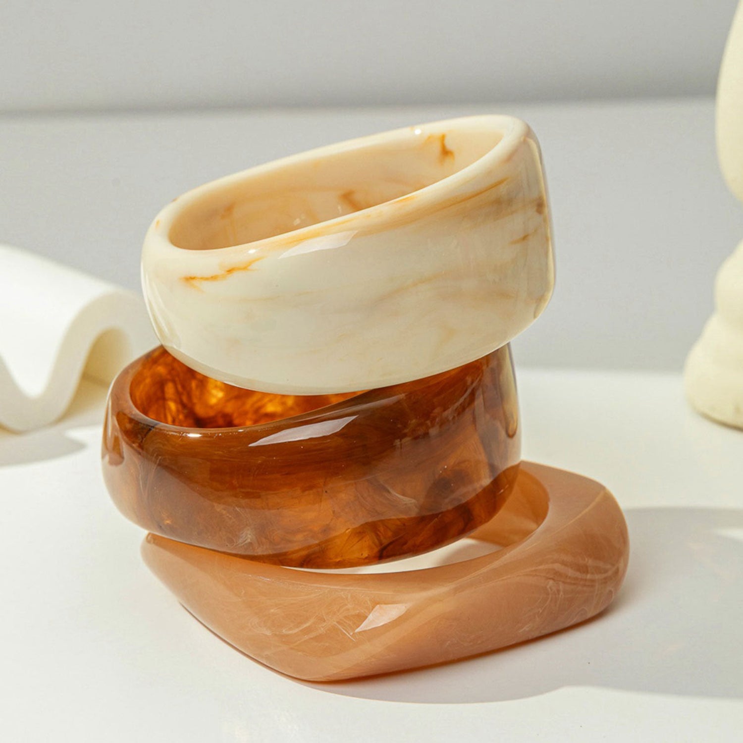 Amber Chunky Curved Bangle Set Of 3 JLTB1165