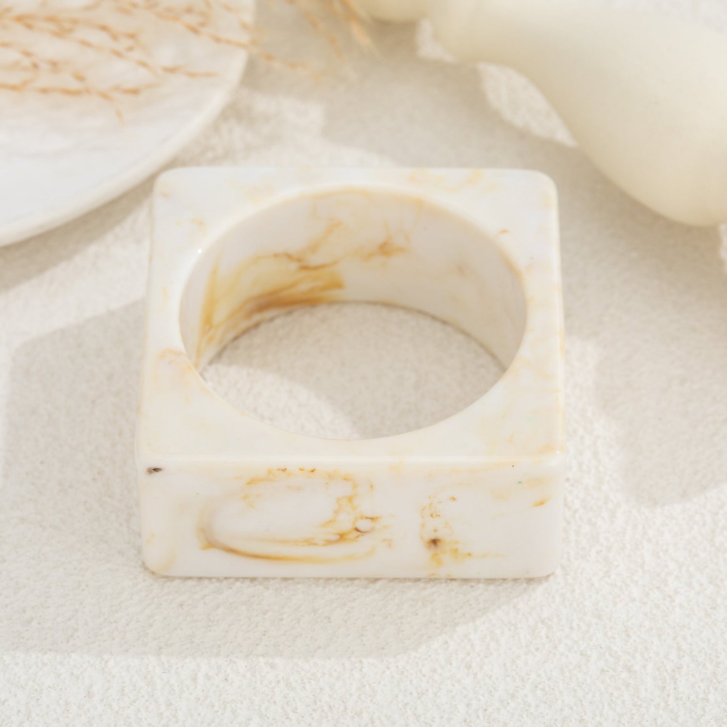 Cream Square Modern Resin Bangle JLTB1166