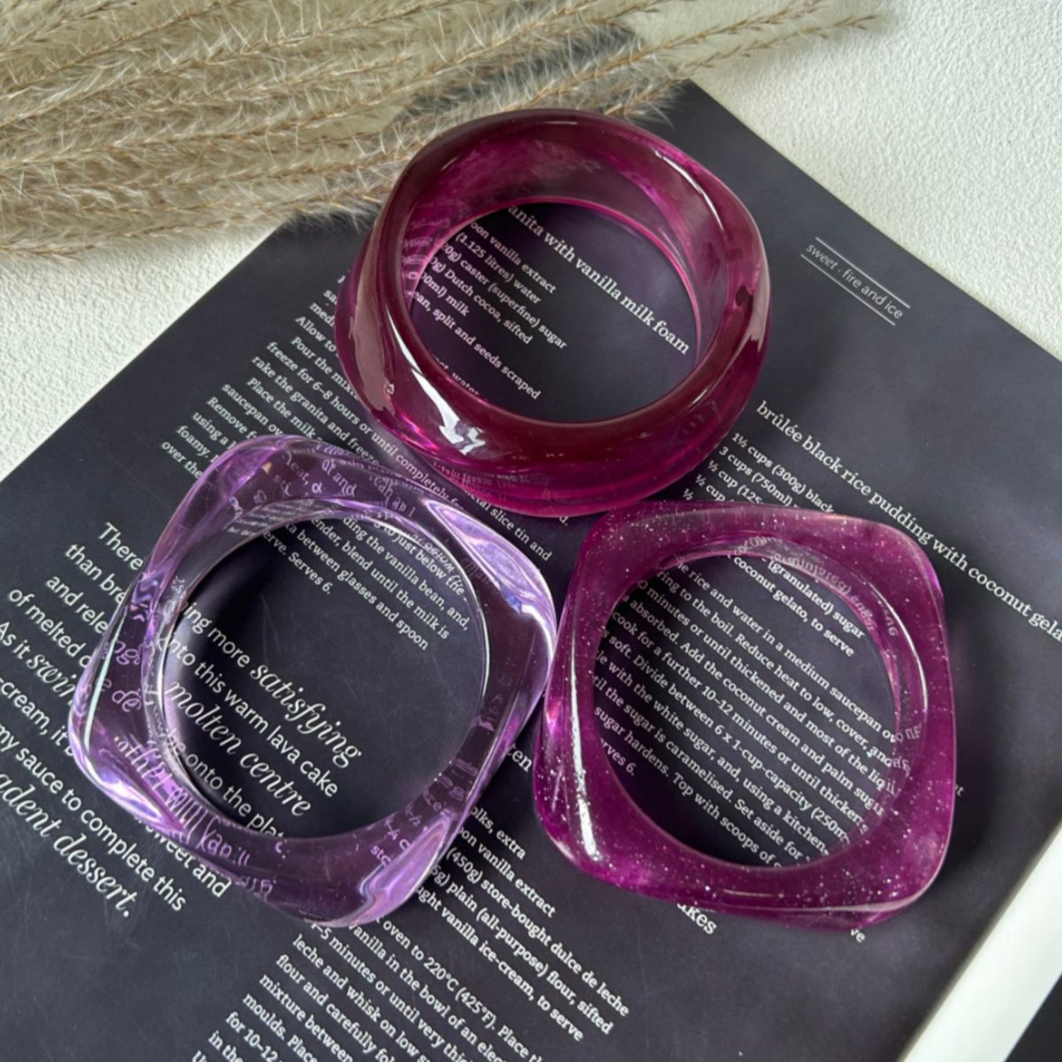 Purple Chunky Curved Bangle Set Of 3 JLTB1174