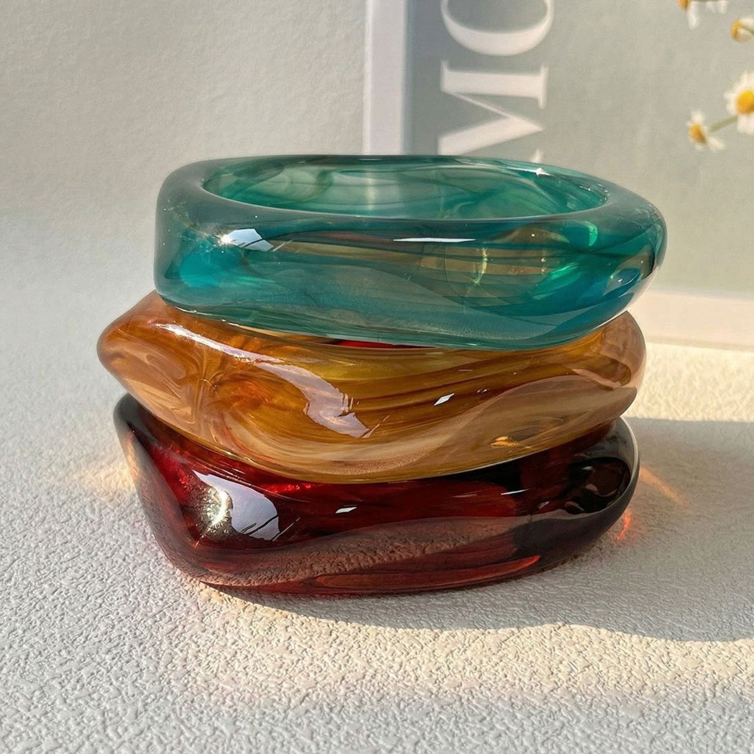 Colorful Chunky Curved Bangle Set Of 3 JLTB1175