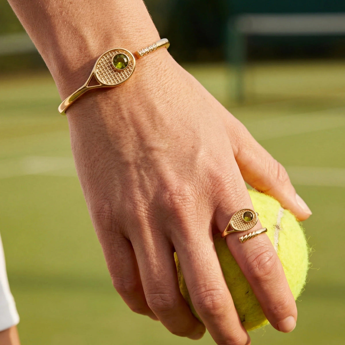 Gold Tennis Sporty Crystal Bangle JLTB1175