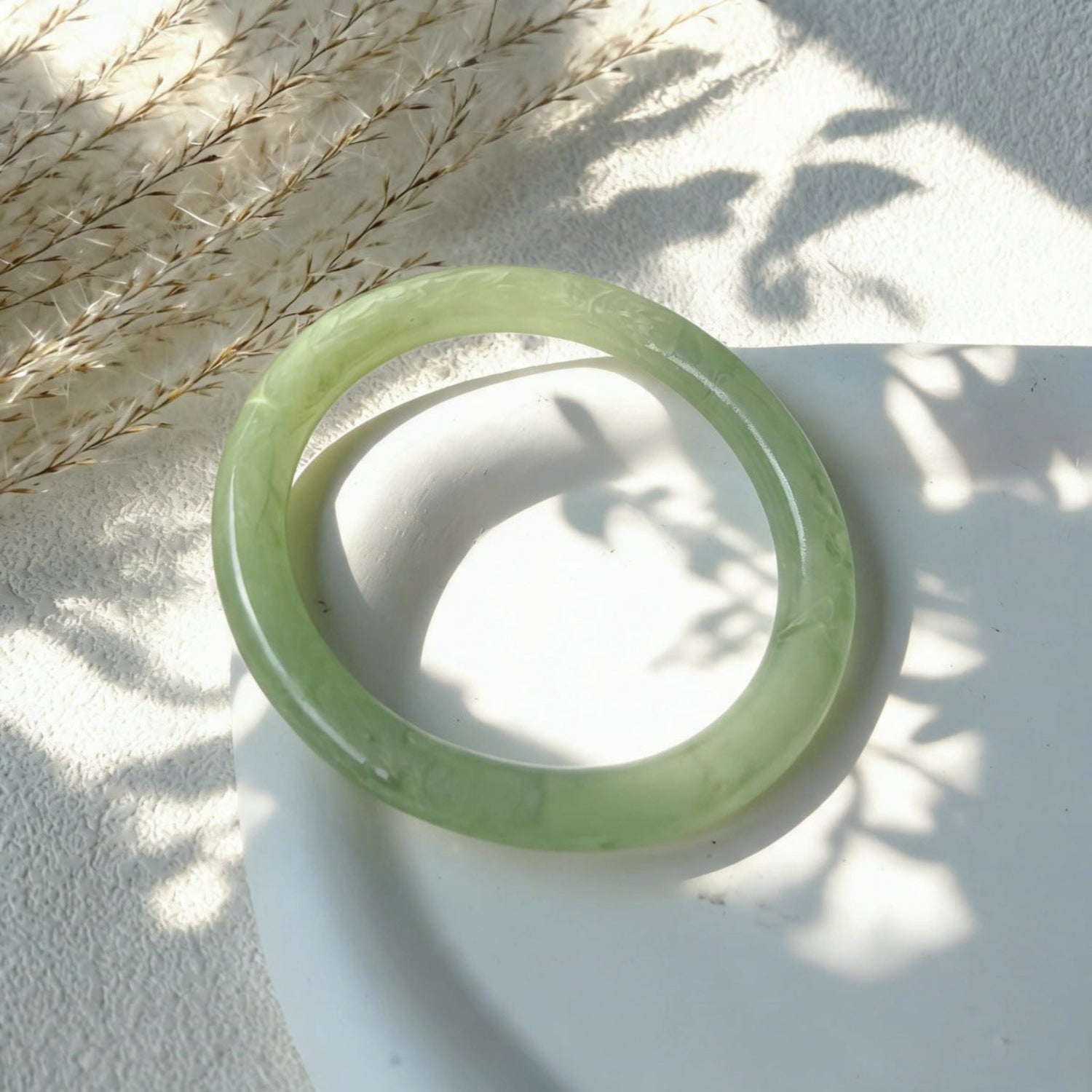 Green Minimalist Round Resin Bangle JLTB1180