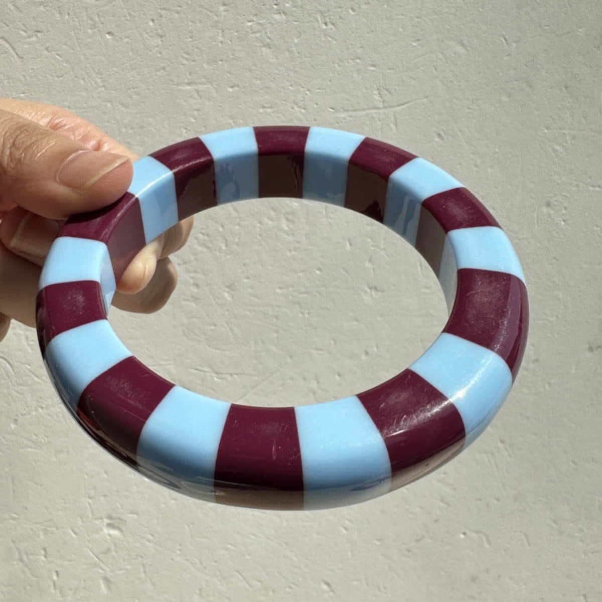 Blue Maroon Striped Round Bangle JLTB1205