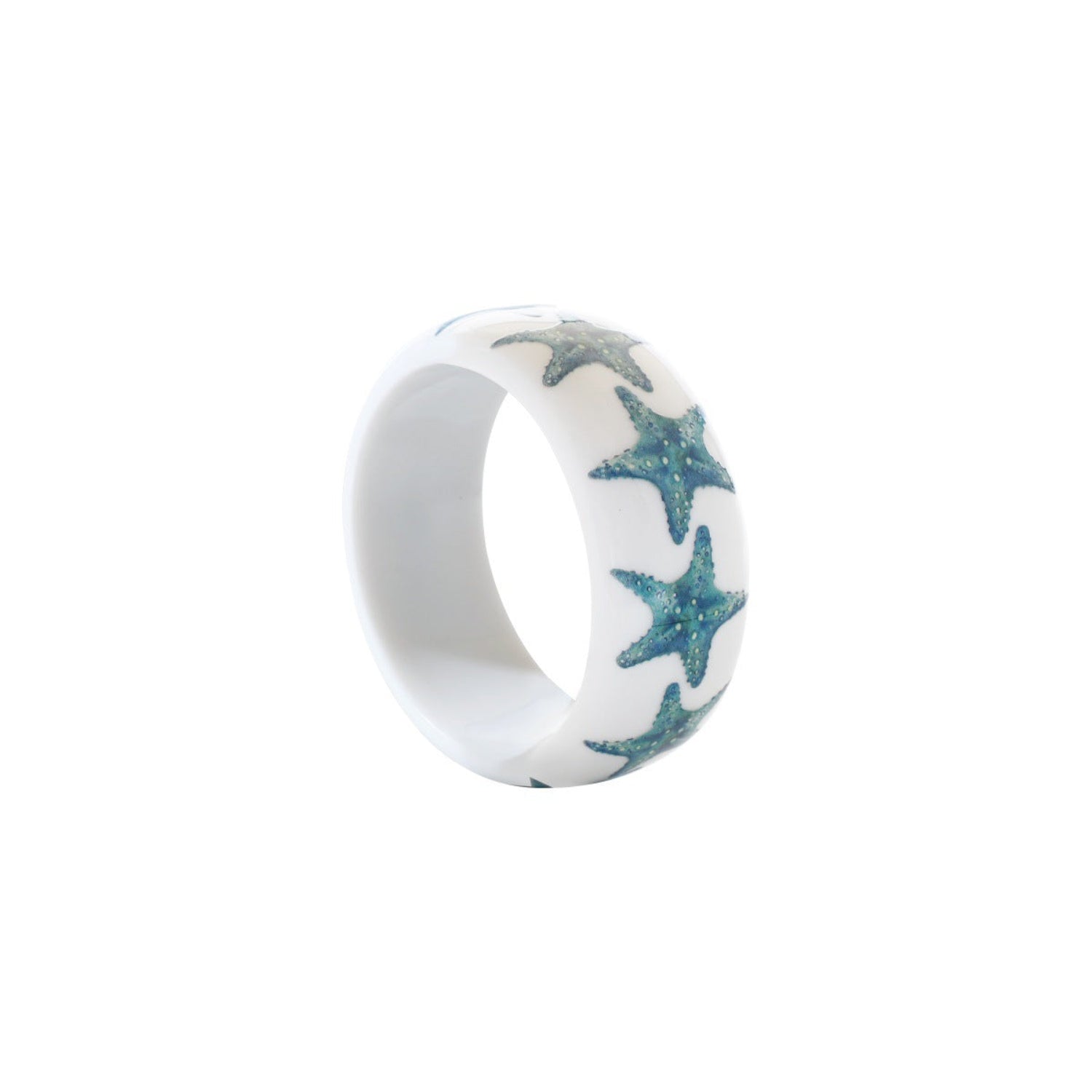 Blue Starfish White Round Bangle JLTB1209