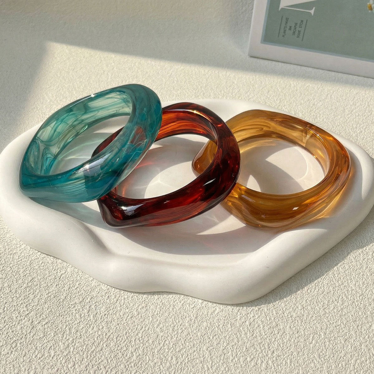 Colorful Chunky Curved Bangle Set Of 3 JLTB1223